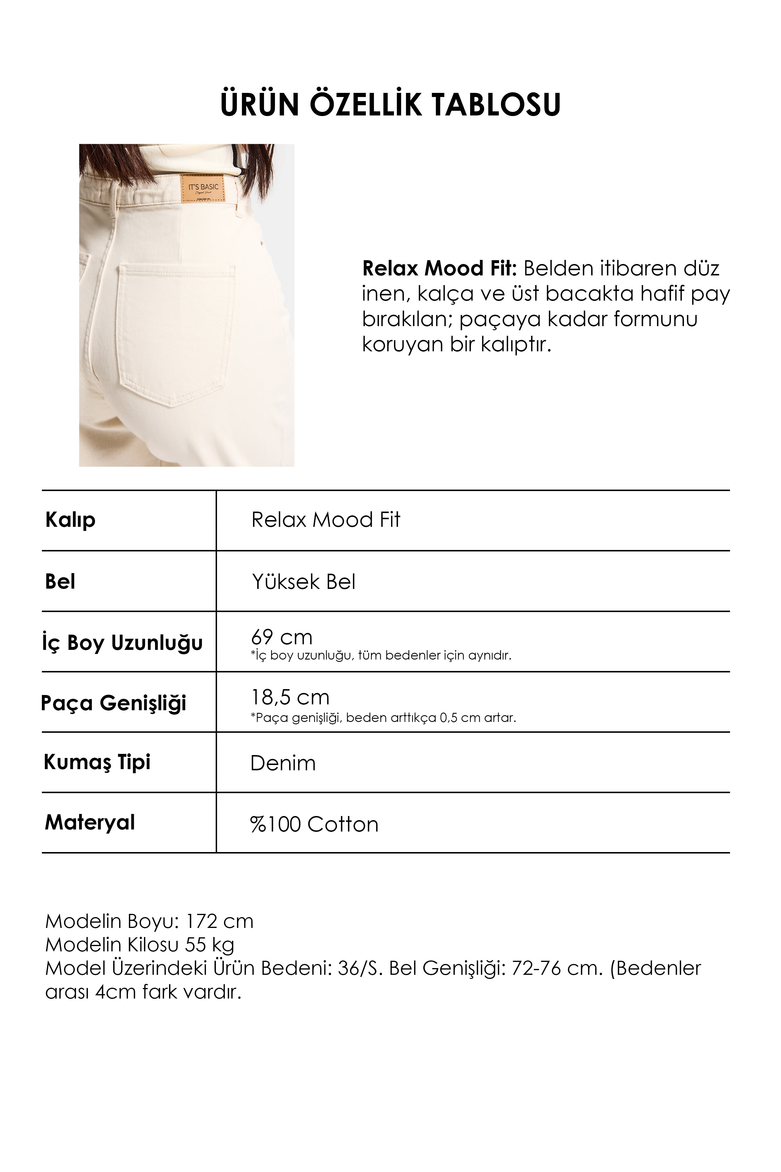 Kadın Raw 7s6-69 Relax Fit %100 Koton Denim Jean