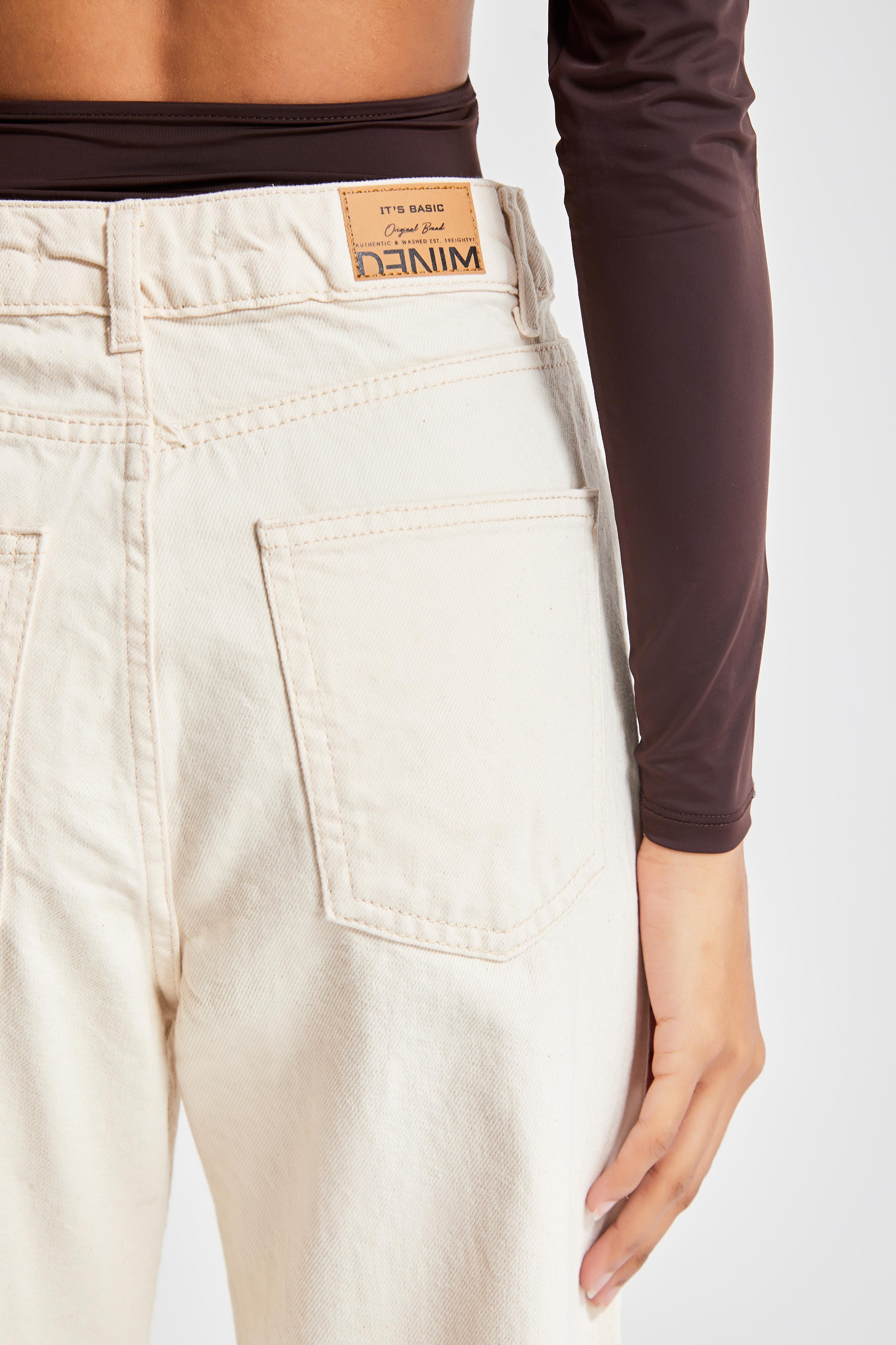 Women's Raw Ecru Color Straight Fit 100% Cotton Denim