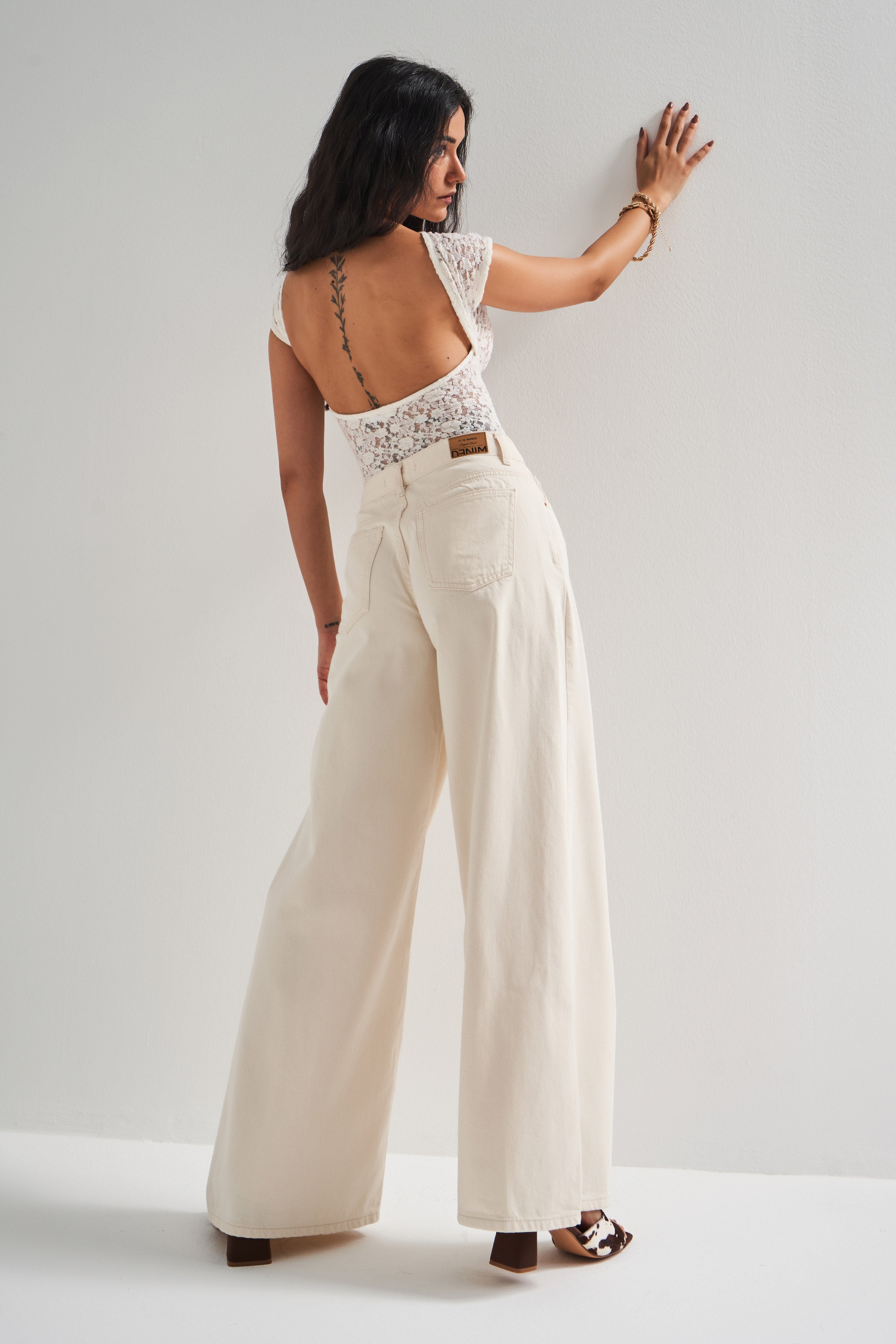 Женские джинсы Hera S4 Palazzo Fit из необработанного денима, 100% хлопок, средняя талия