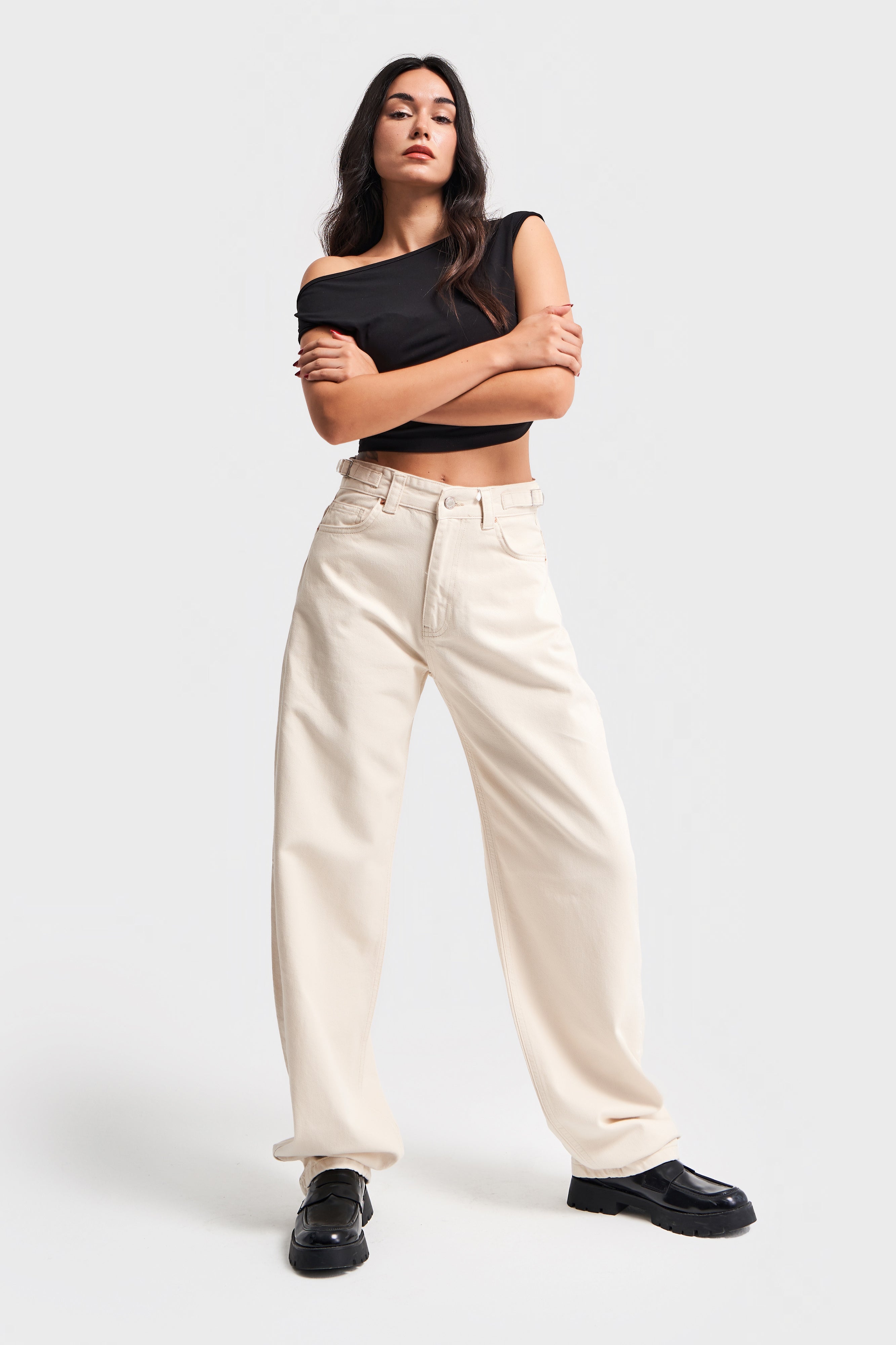 Kadın Raw Renk Lotus Baggy Fit Uzun Denim Pantolon