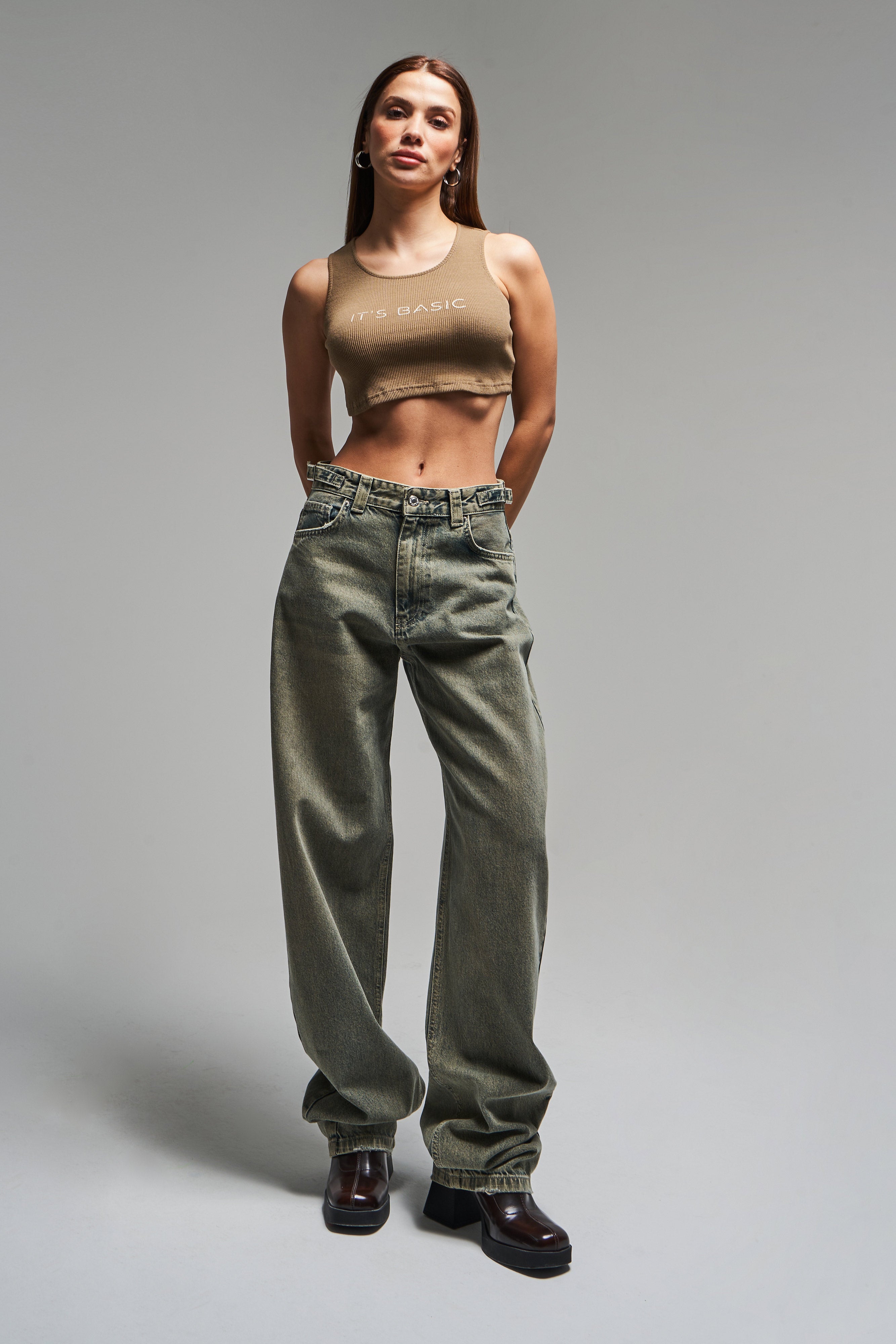 Женские джинсы S.Jeans Color Lotus 4S5-46, супер свободный крой, 100% хлопок, с поясом и отделкой