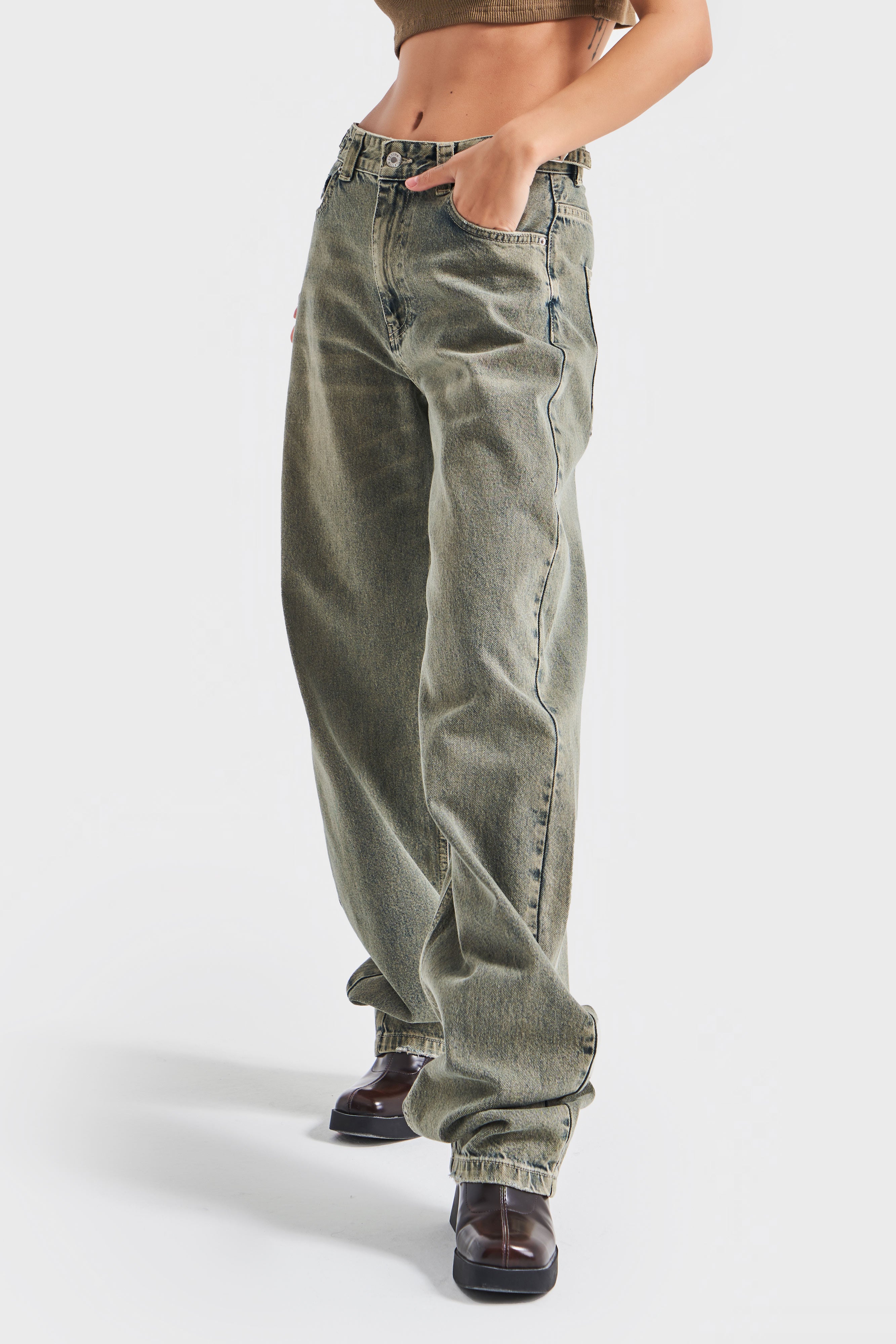 Женские джинсы S.Jeans Color Lotus 4S5-46, супер свободный крой, 100% хлопок, с поясом и отделкой