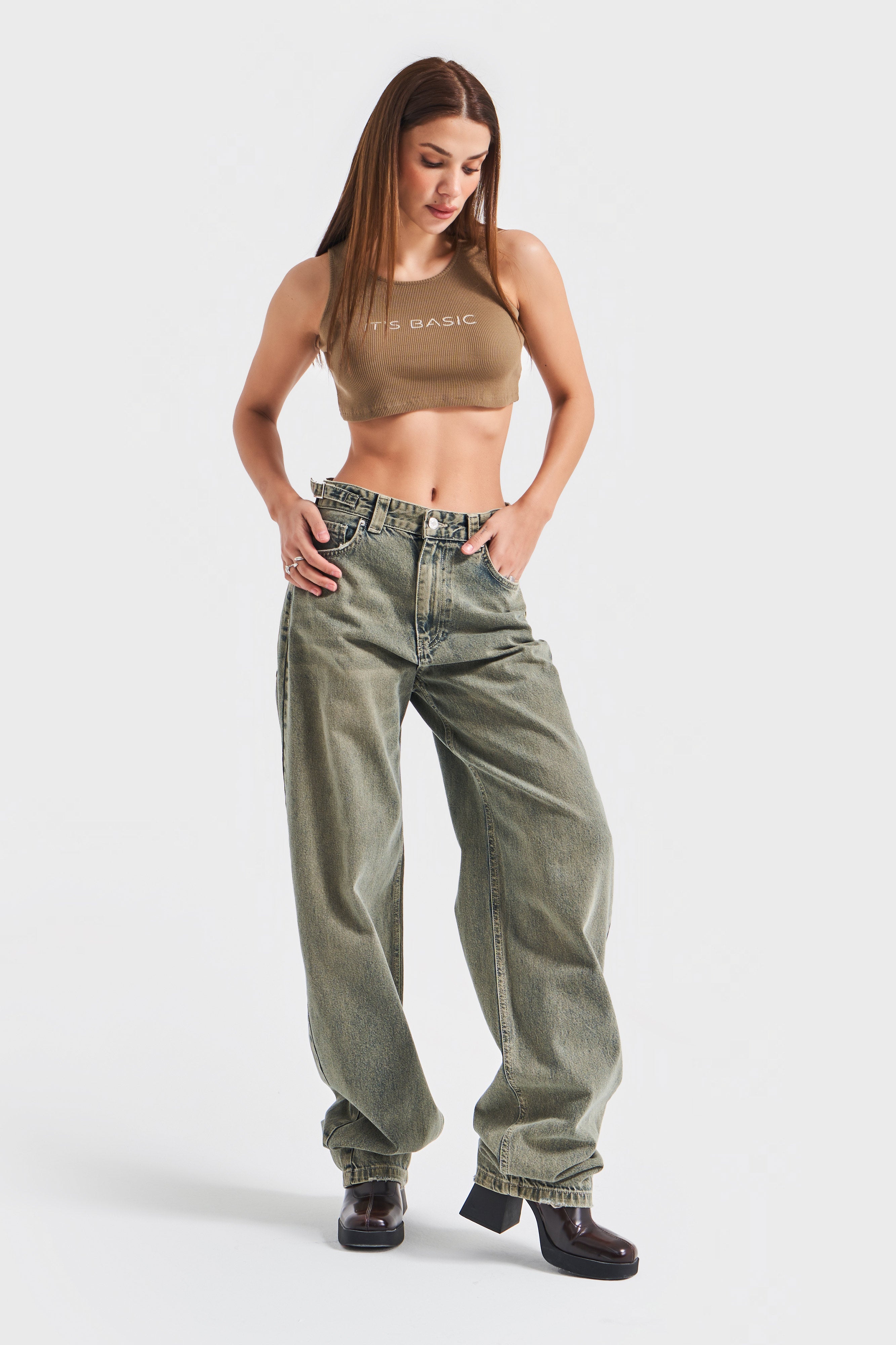 Женские джинсы S.Jeans Color Lotus 4S5-46, супер свободный крой, 100% хлопок, с поясом и отделкой