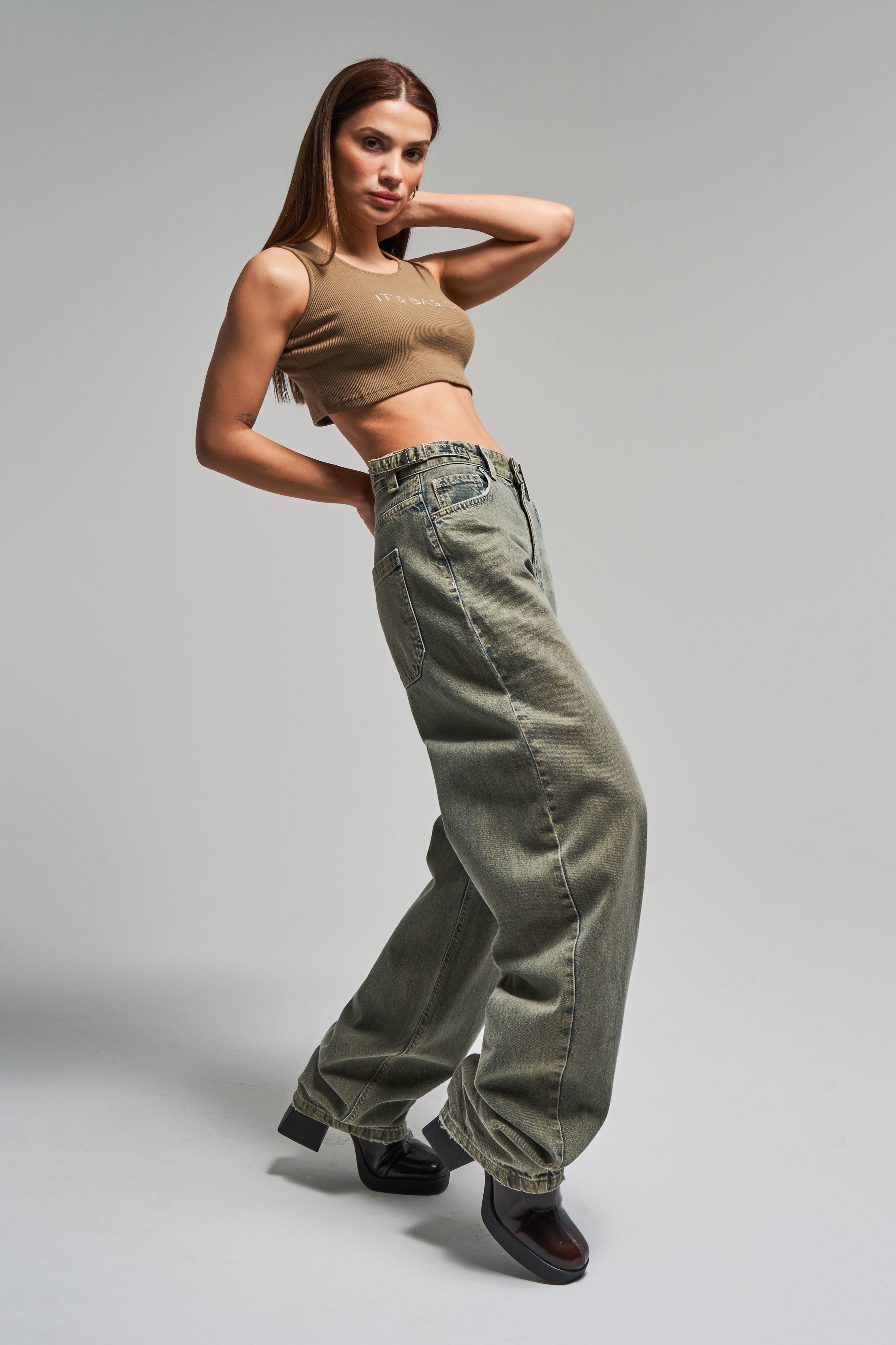 Женские джинсы S.Jeans Color Lotus 4S5-46, супер свободный крой, 100% хлопок, с поясом и отделкой