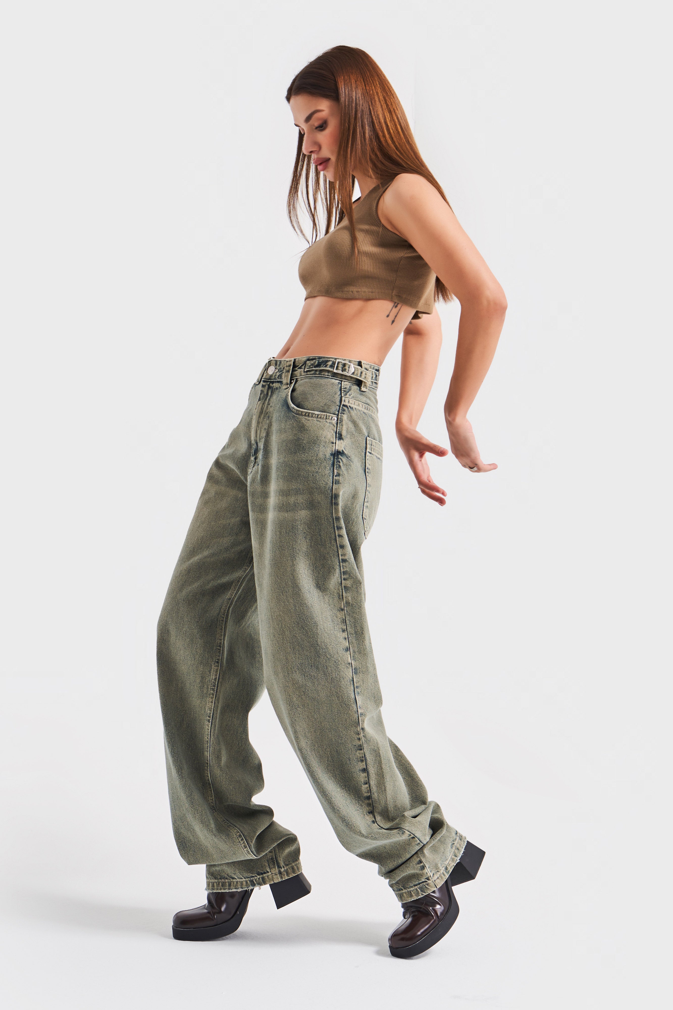 Женские джинсы S.Jeans Color Lotus 4S5-46, супер свободный крой, 100% хлопок, с поясом и отделкой