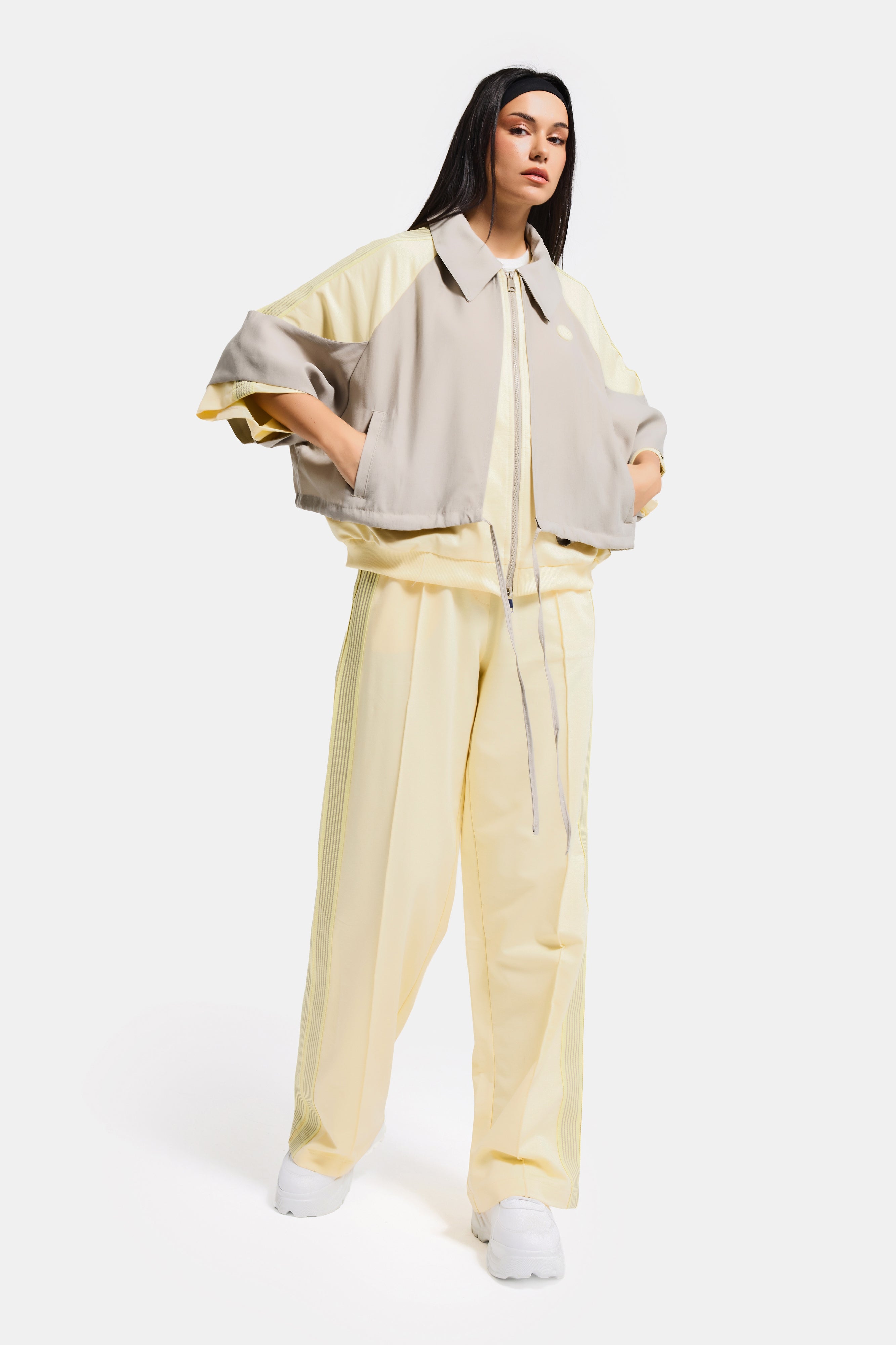 Kadın Sarı Gri Renk s6-108 Alt Üst 2'li Kombin Özel Tasarım Takım