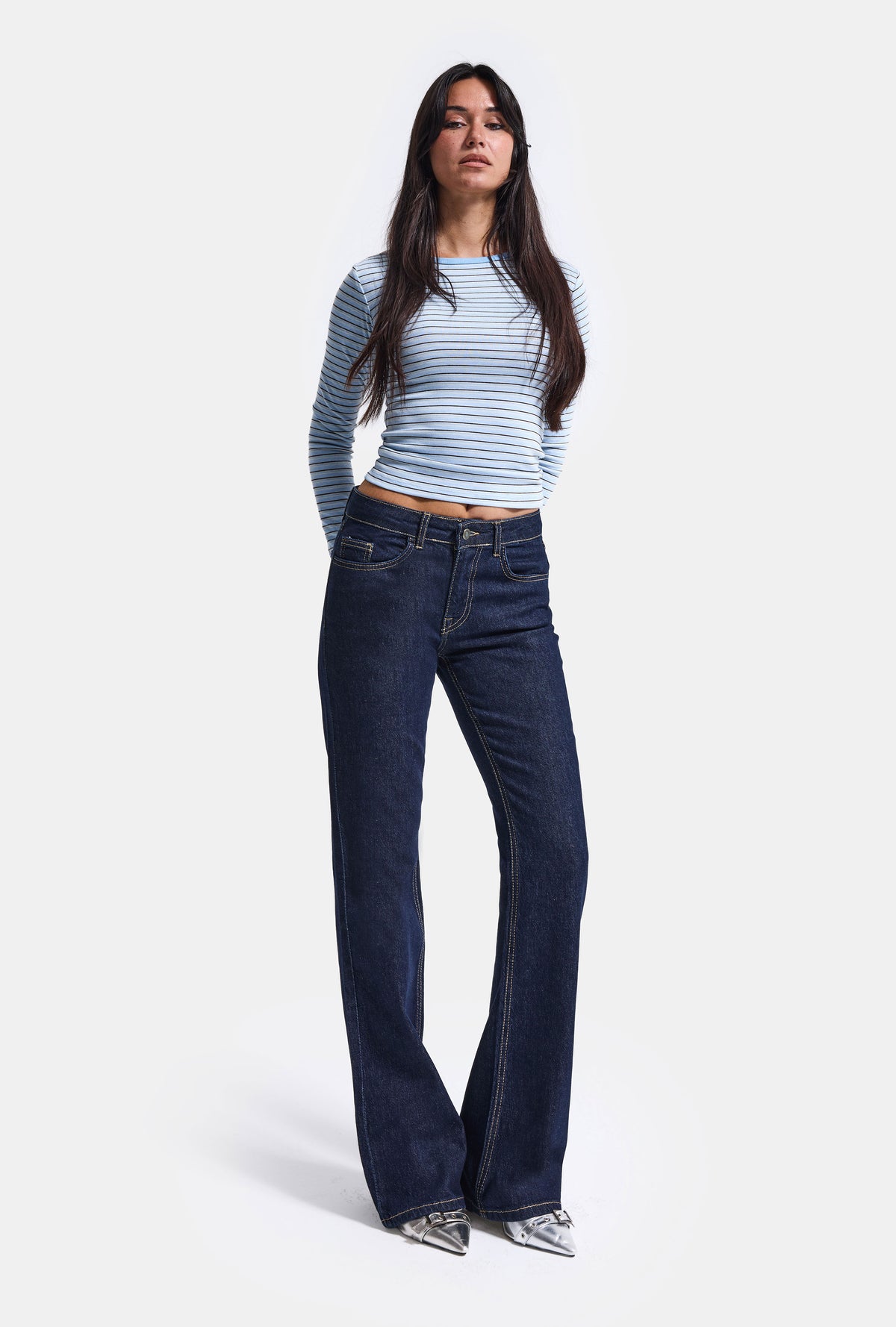 Kadın Selvedge 7w5-50 Mid Rise Flare Fit Denim Jean