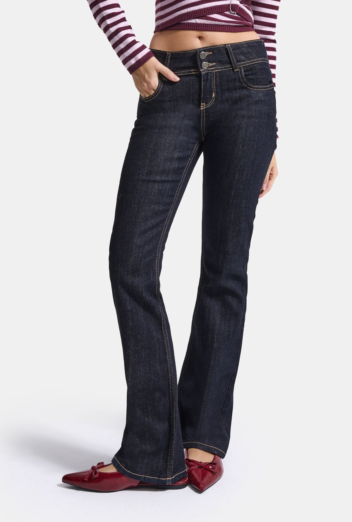 Kadın Selvedge 7w6-50 Slim Flare Fit Esnek Kumaş Denim Jean