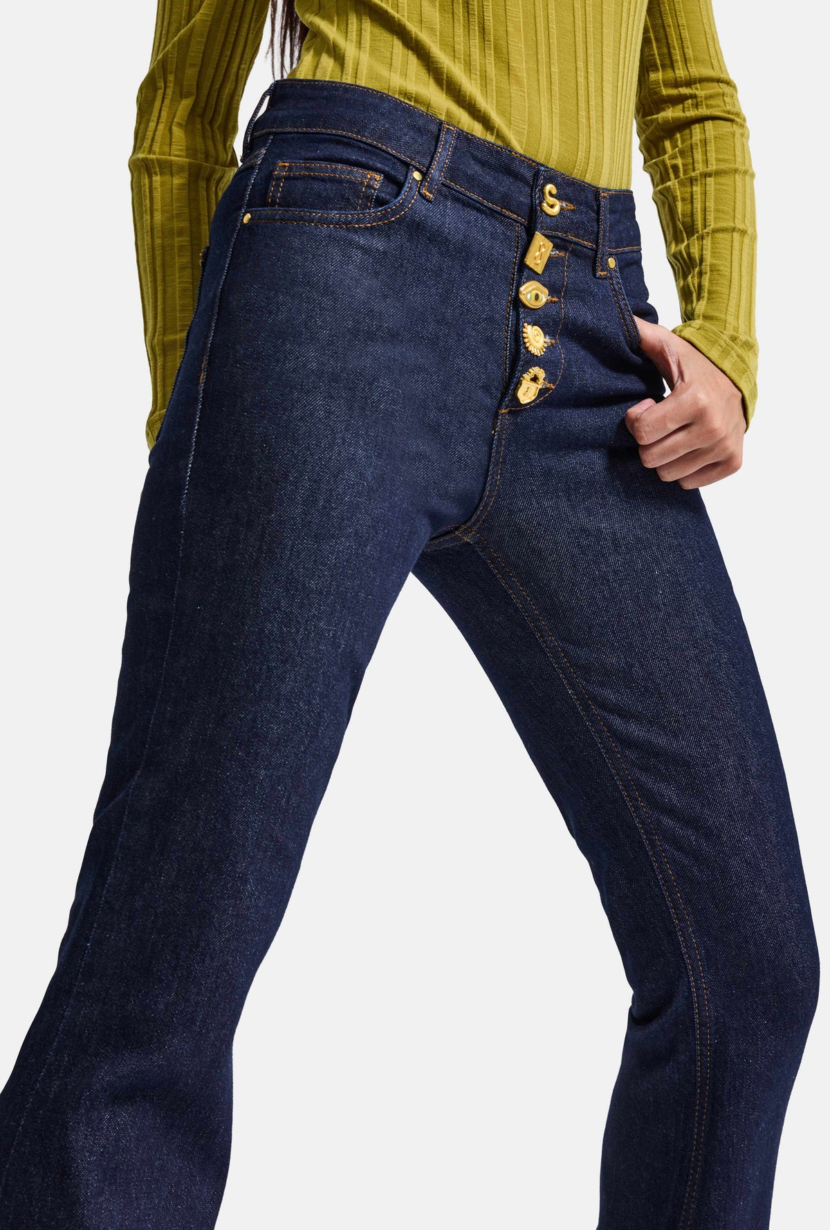 Kadın Selvedge V-7w6-50 Flare Fit Aksesuar Detaylı Tasarım Denim Jean
