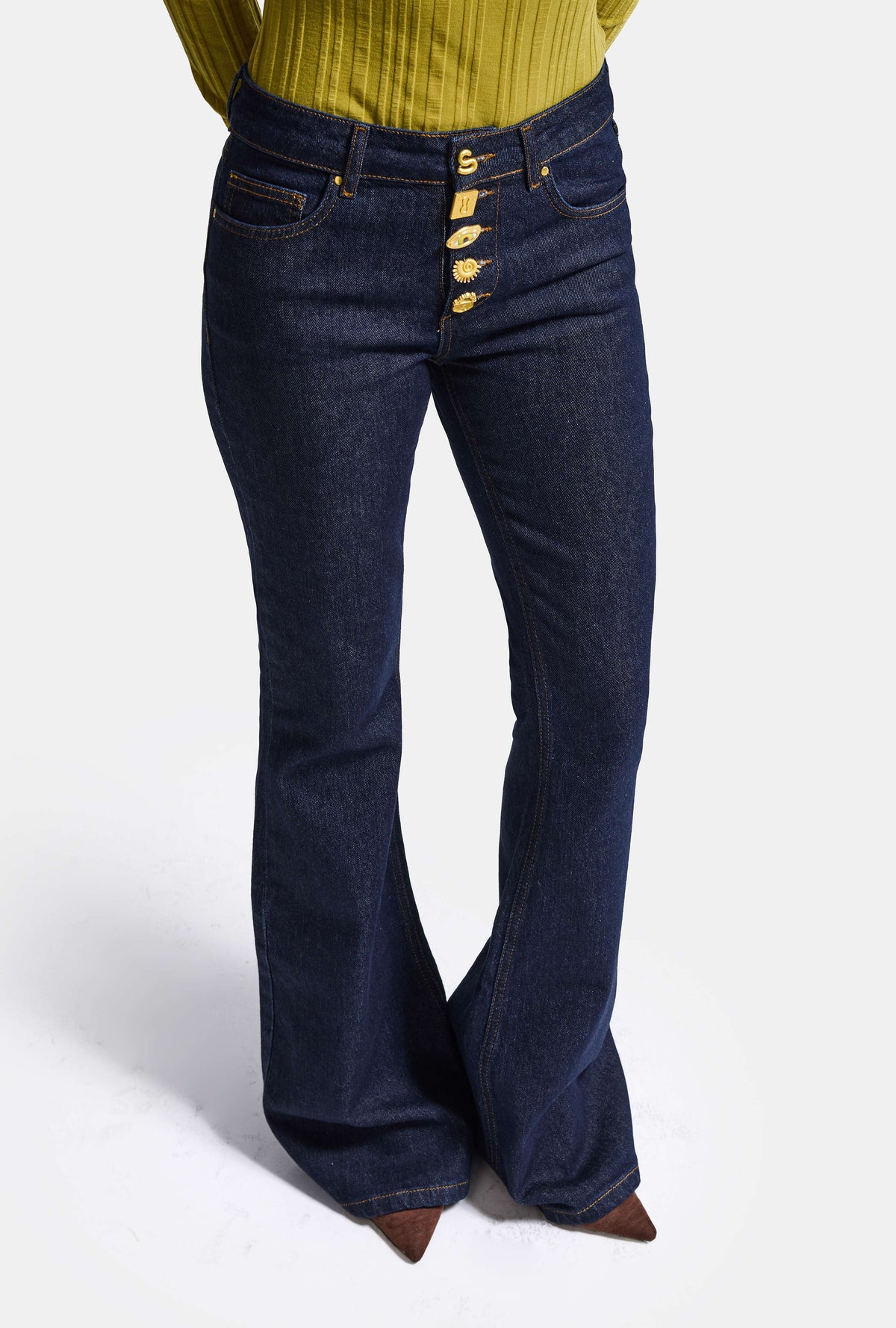 Kadın Selvedge V-7w6-50 Flare Fit Aksesuar Detaylı Tasarım Denim Jean