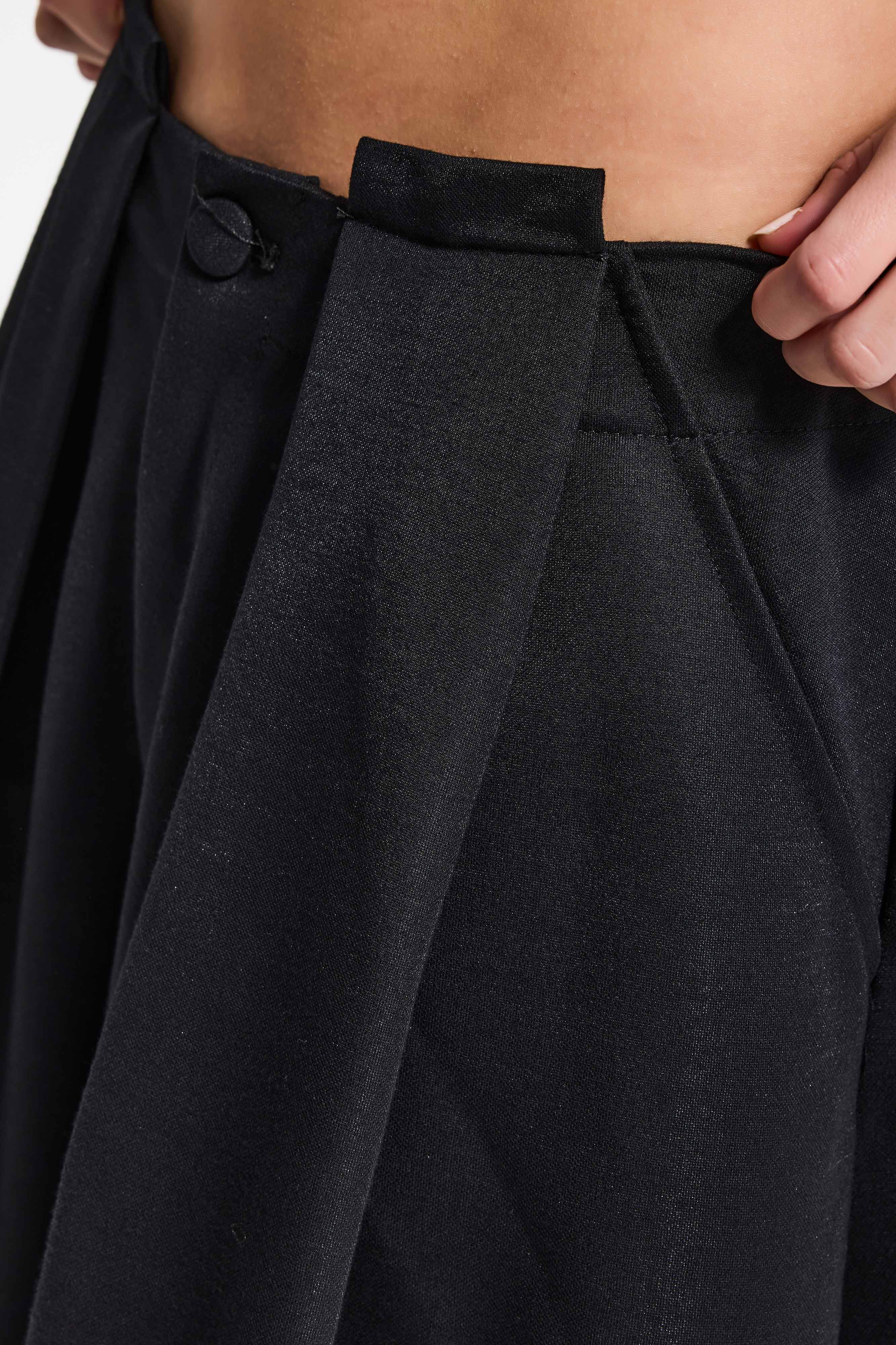 Kadın Siyah Balon Fit Viskon Kumaş Özel Tasarım Pantolon