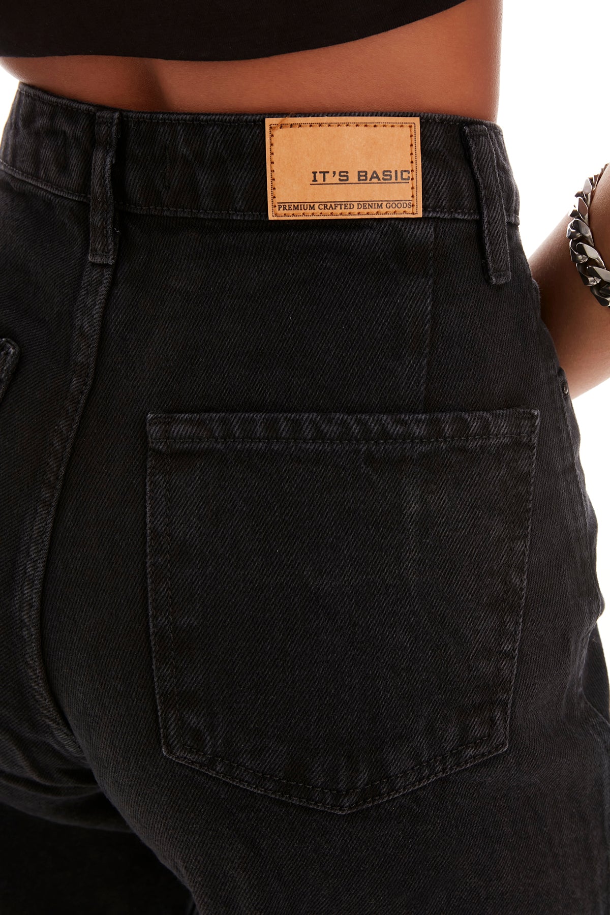 Women's Black Black Od Color Balloon Mom Fit Relaxed Fit High Waist Jeans