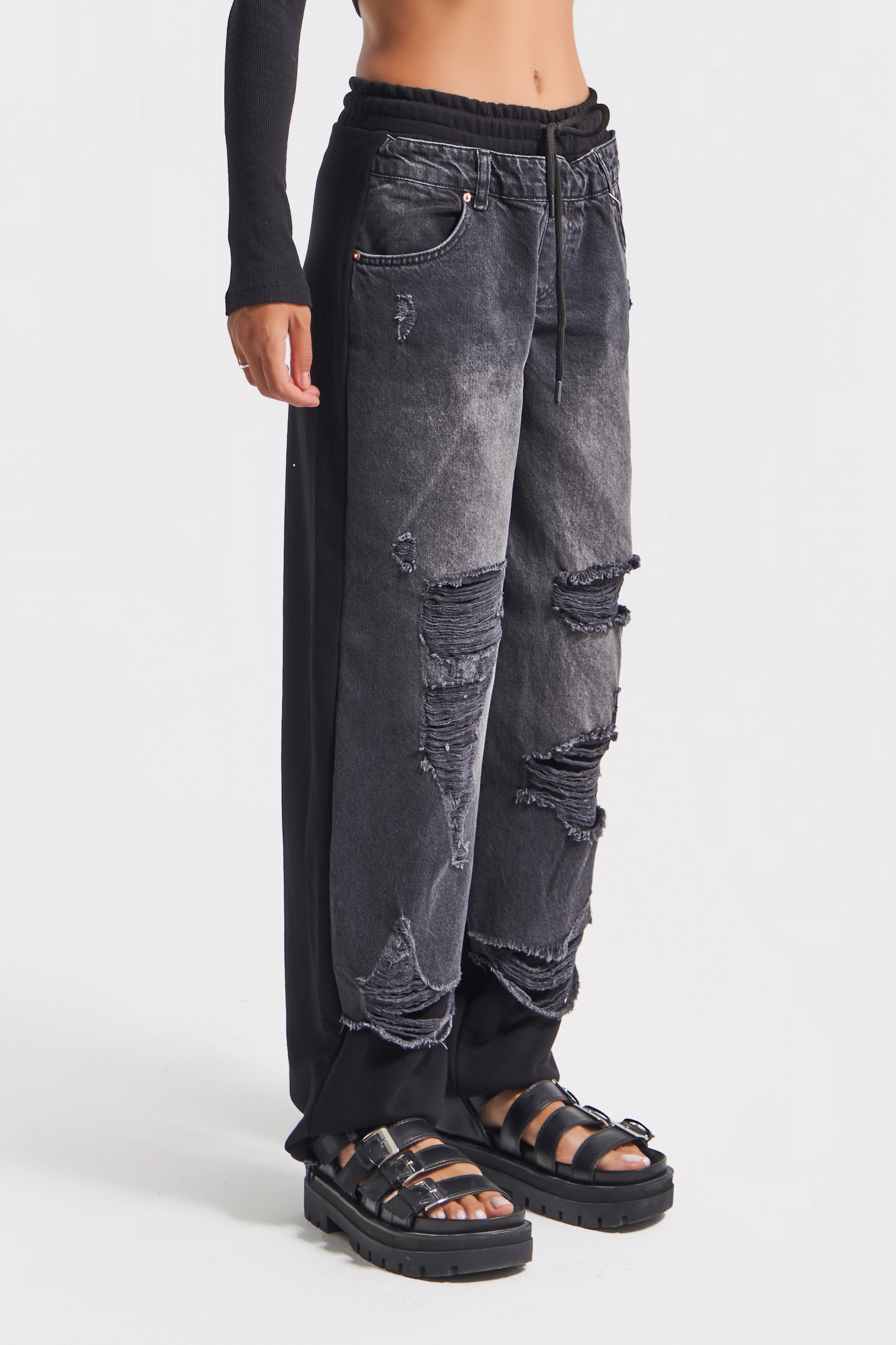 Женский черный цвет 10w48 шт. Ткань Дизайн Jogger Denim