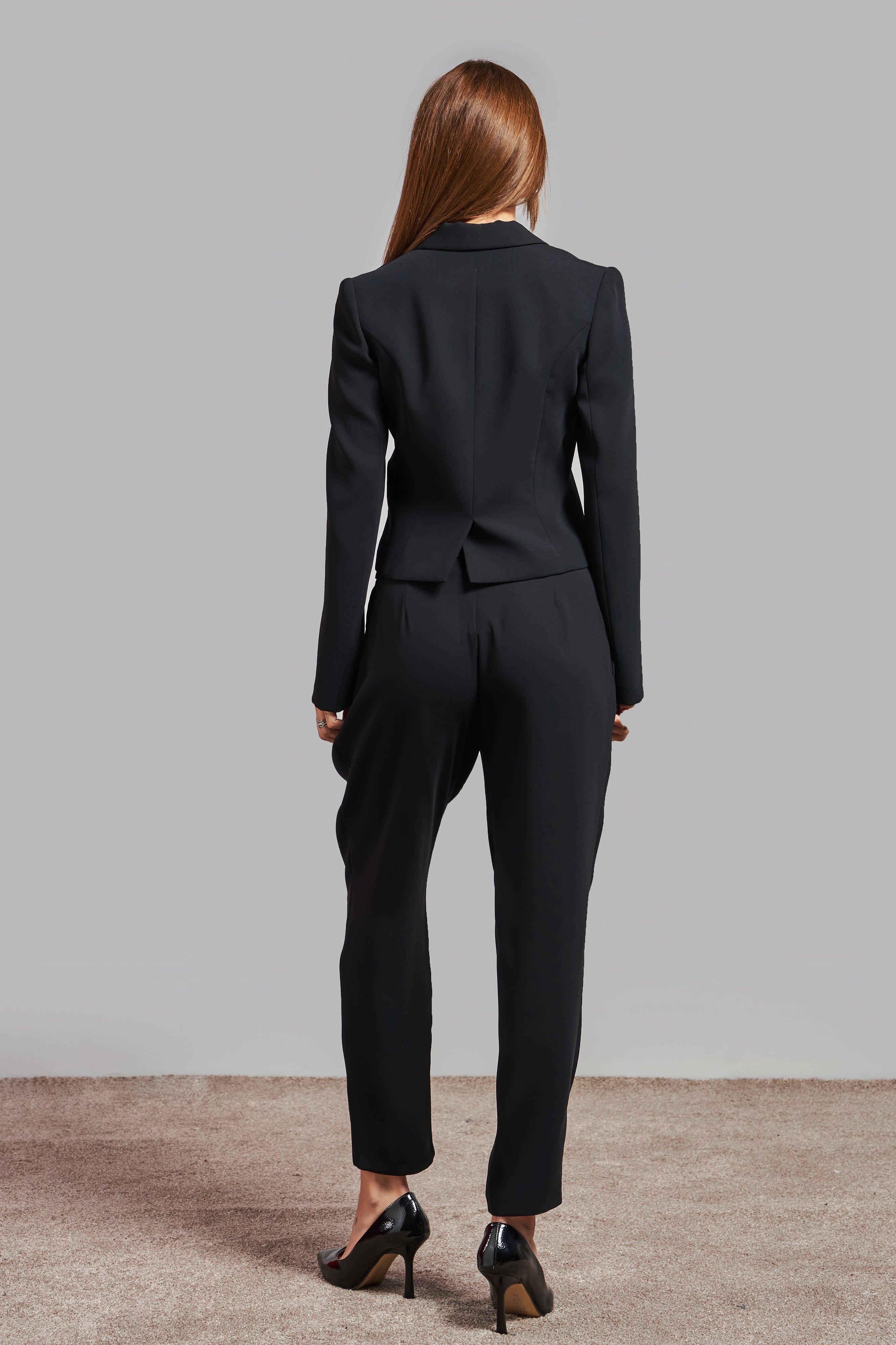 Women's Black Color Loose Cut Flowy Fabric Trousers