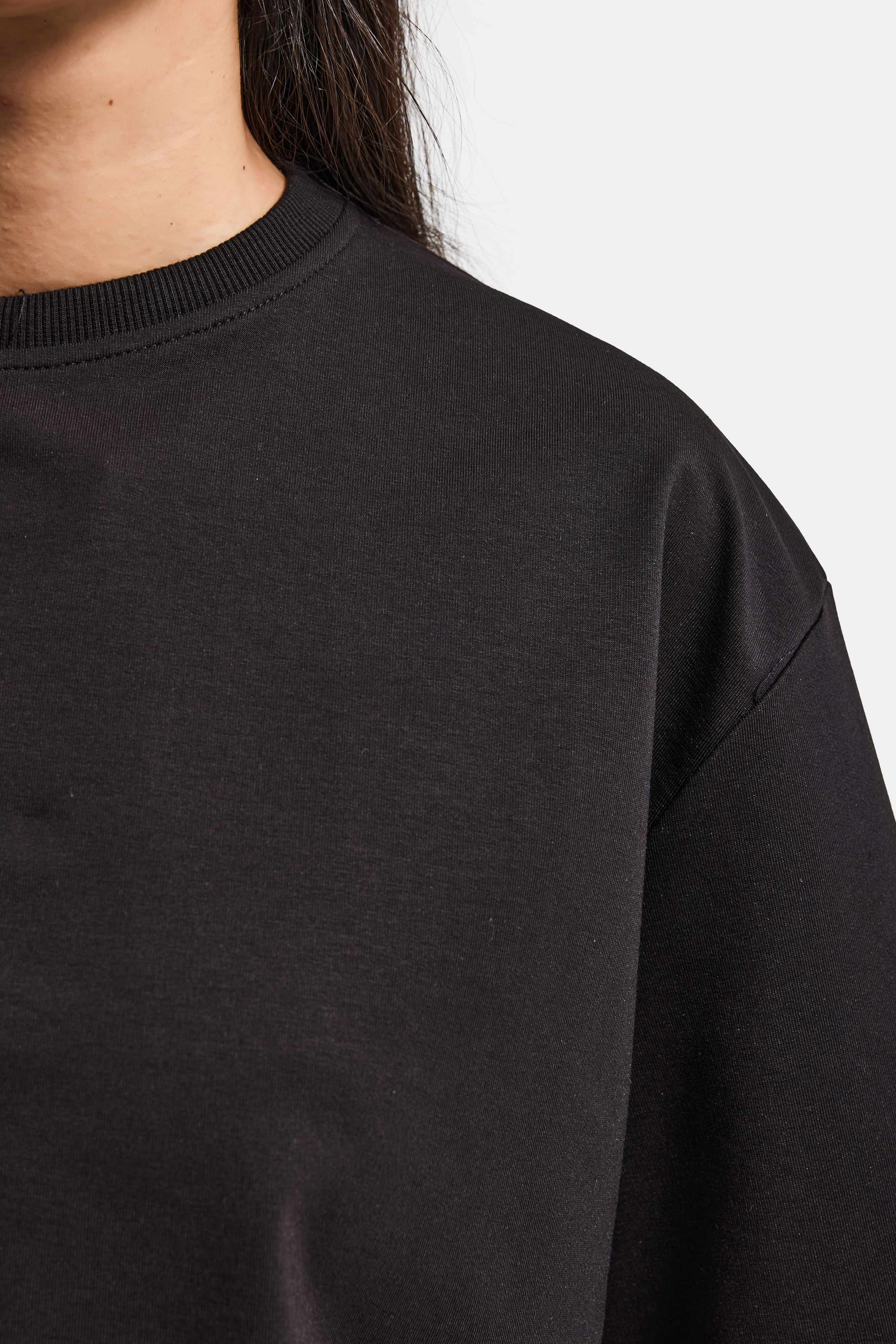 Kadın Siyah Renk s6-1 Oversize Bol Kesim T-Shirt
