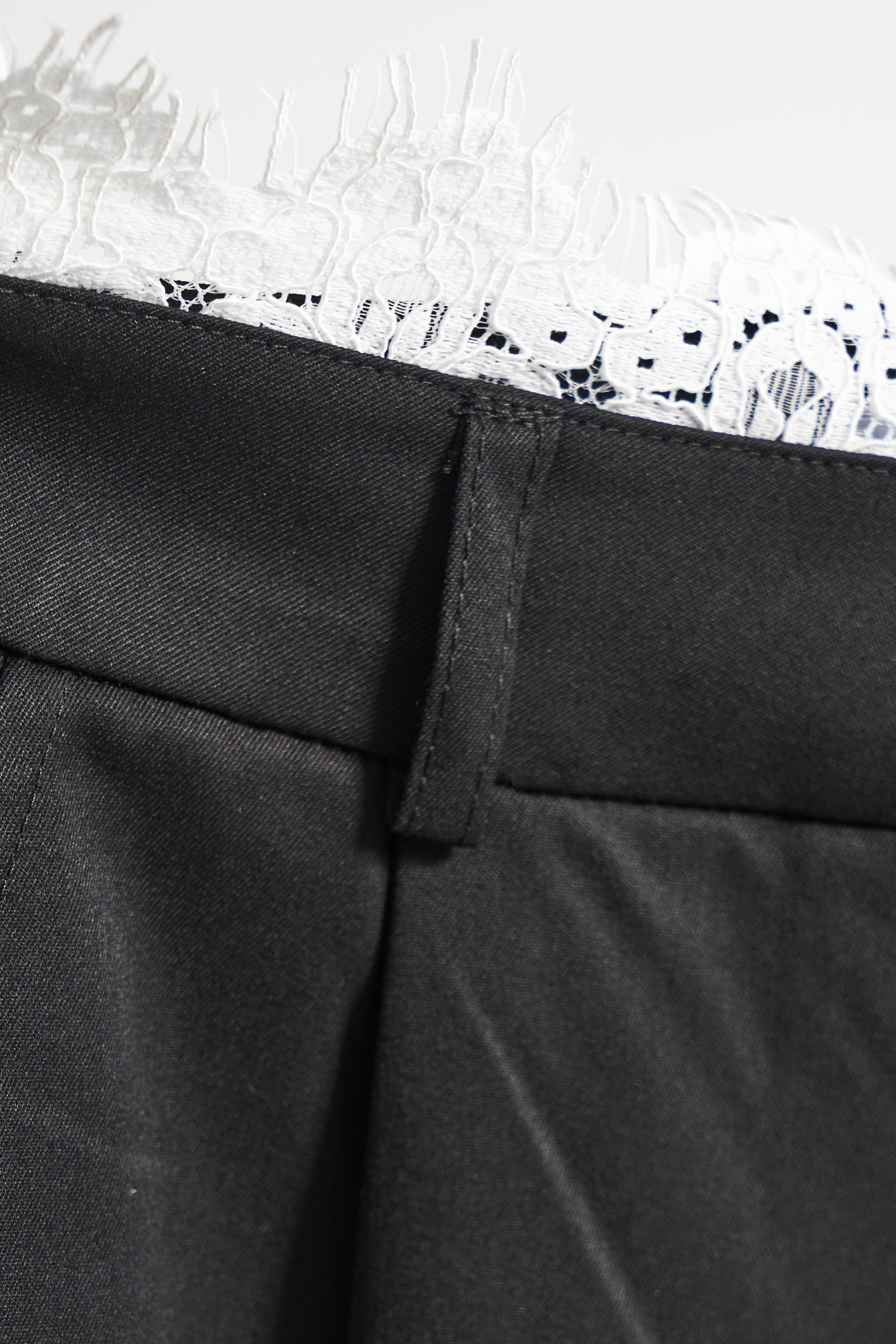 Kadın Siyah Renk w5-1 Palazzo Fit Kemeri Dantel Detaylı Tasarım Pantolon