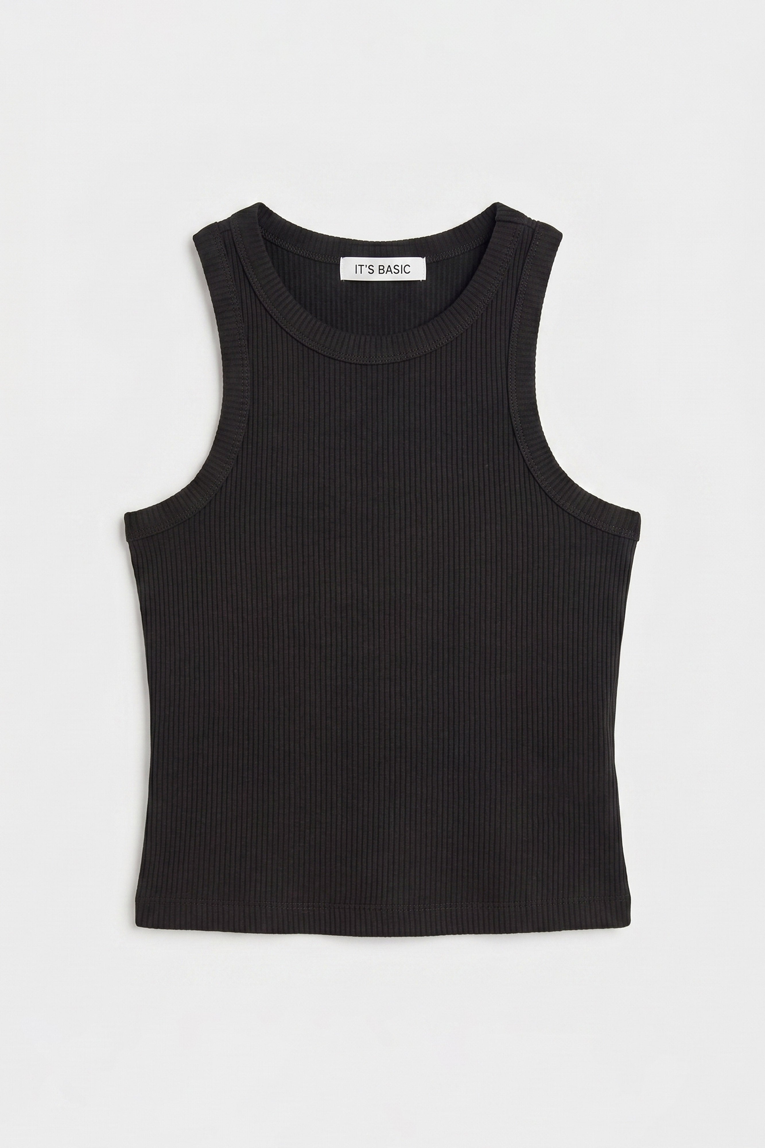 Kadın Siyah s6-1 Sıfır Kol Esnek Kumaş Crop Top