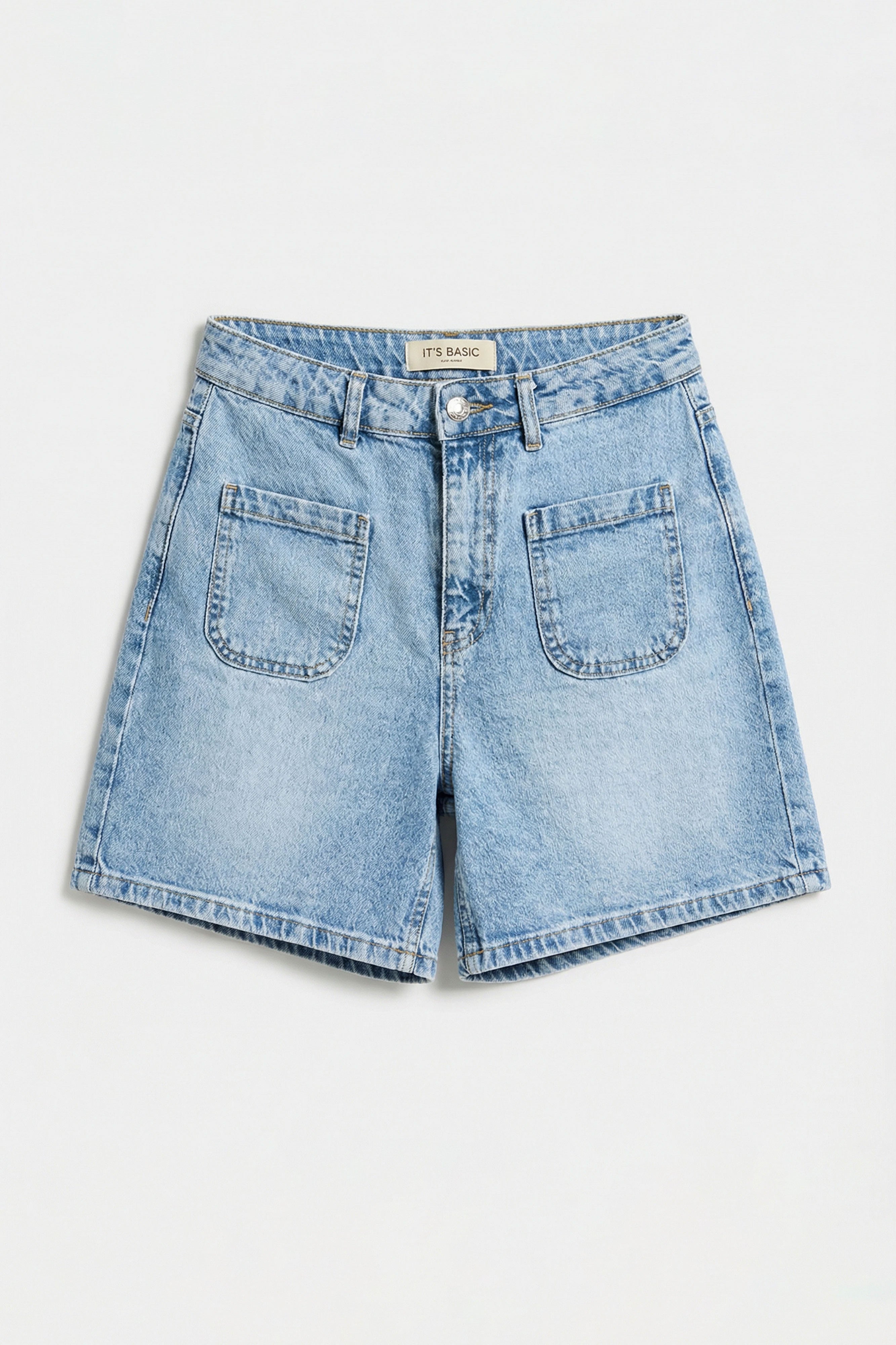 Kadın Snow Kot 4s6-32 Mom Fit Önden Cepli Denim Şort