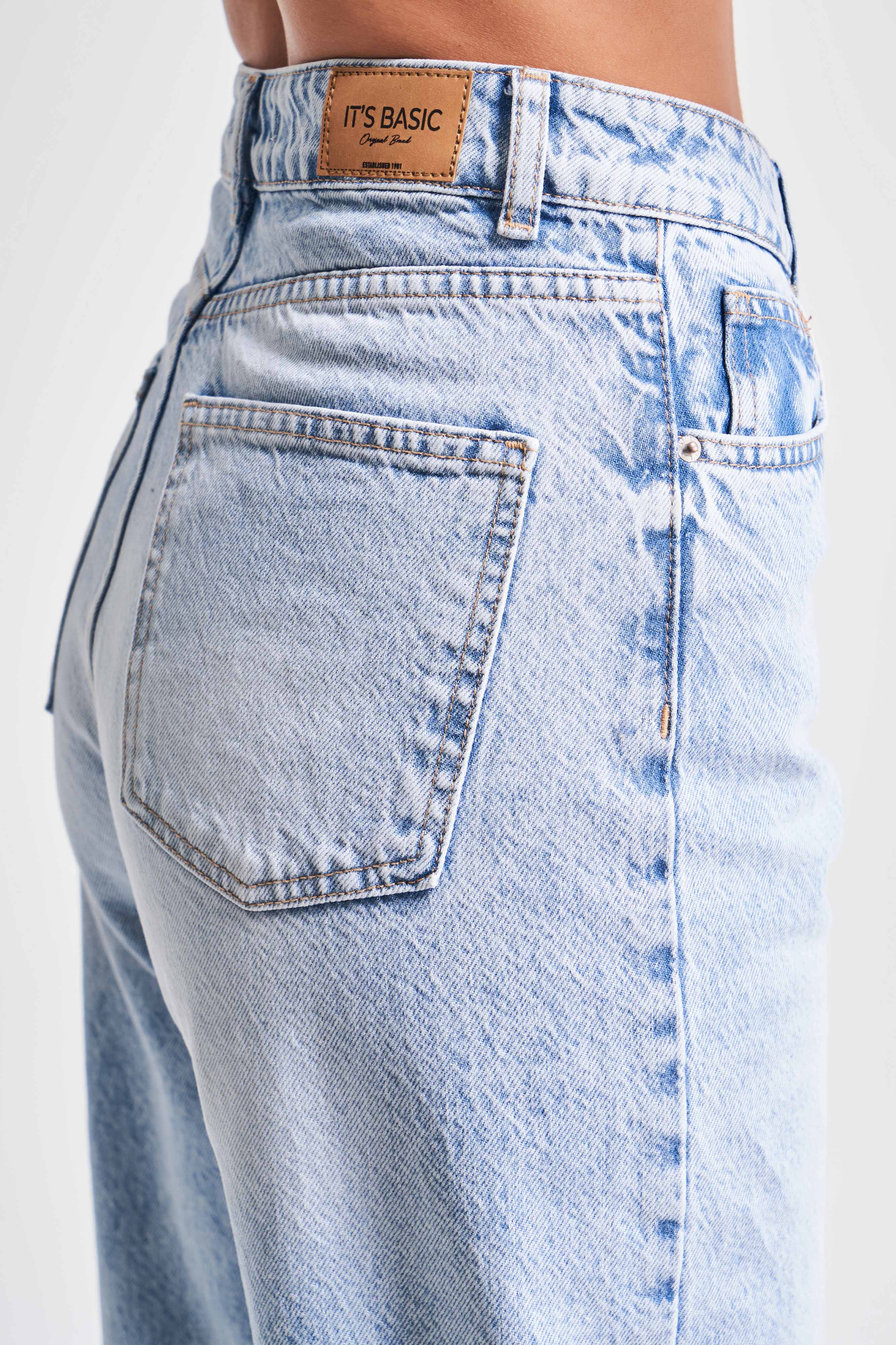 Kadın Snow Kot Rengi Lora 4S5-27 Loose Fit %100 Koton Denim Jean