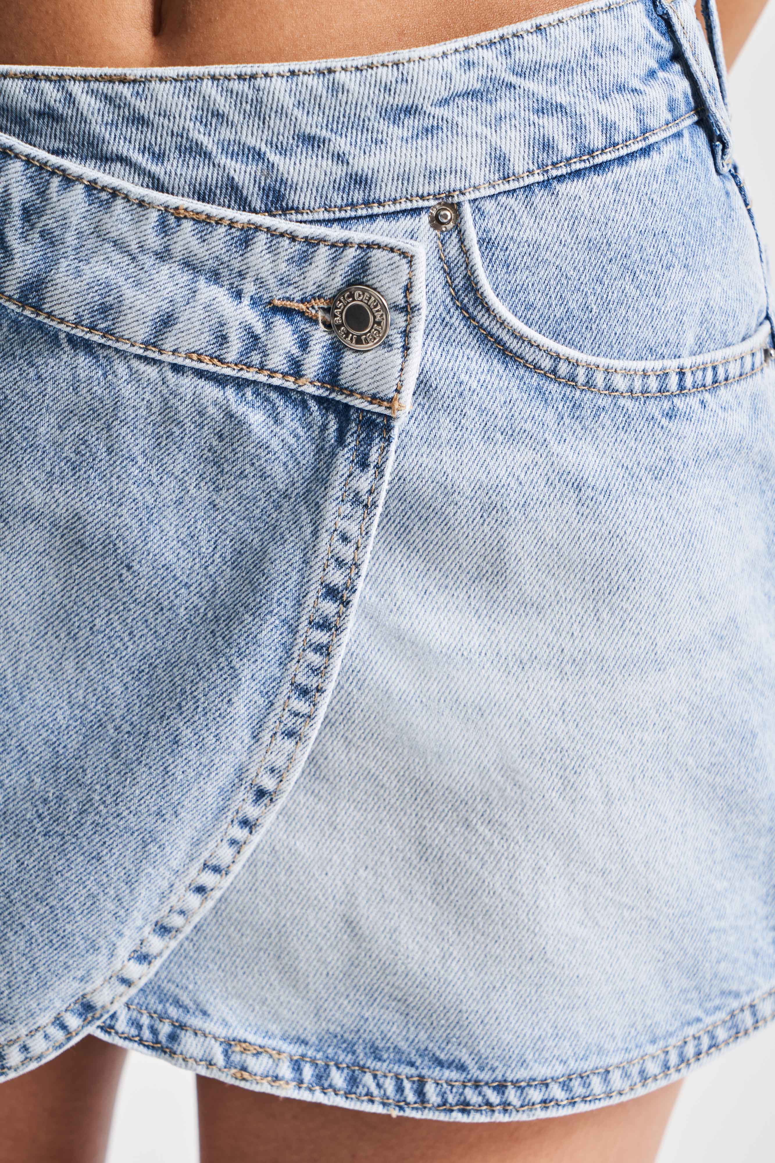 Kadın Snow kot Rengi 4s5-3 Mini Boy %100 Koton Denim Şort Etek