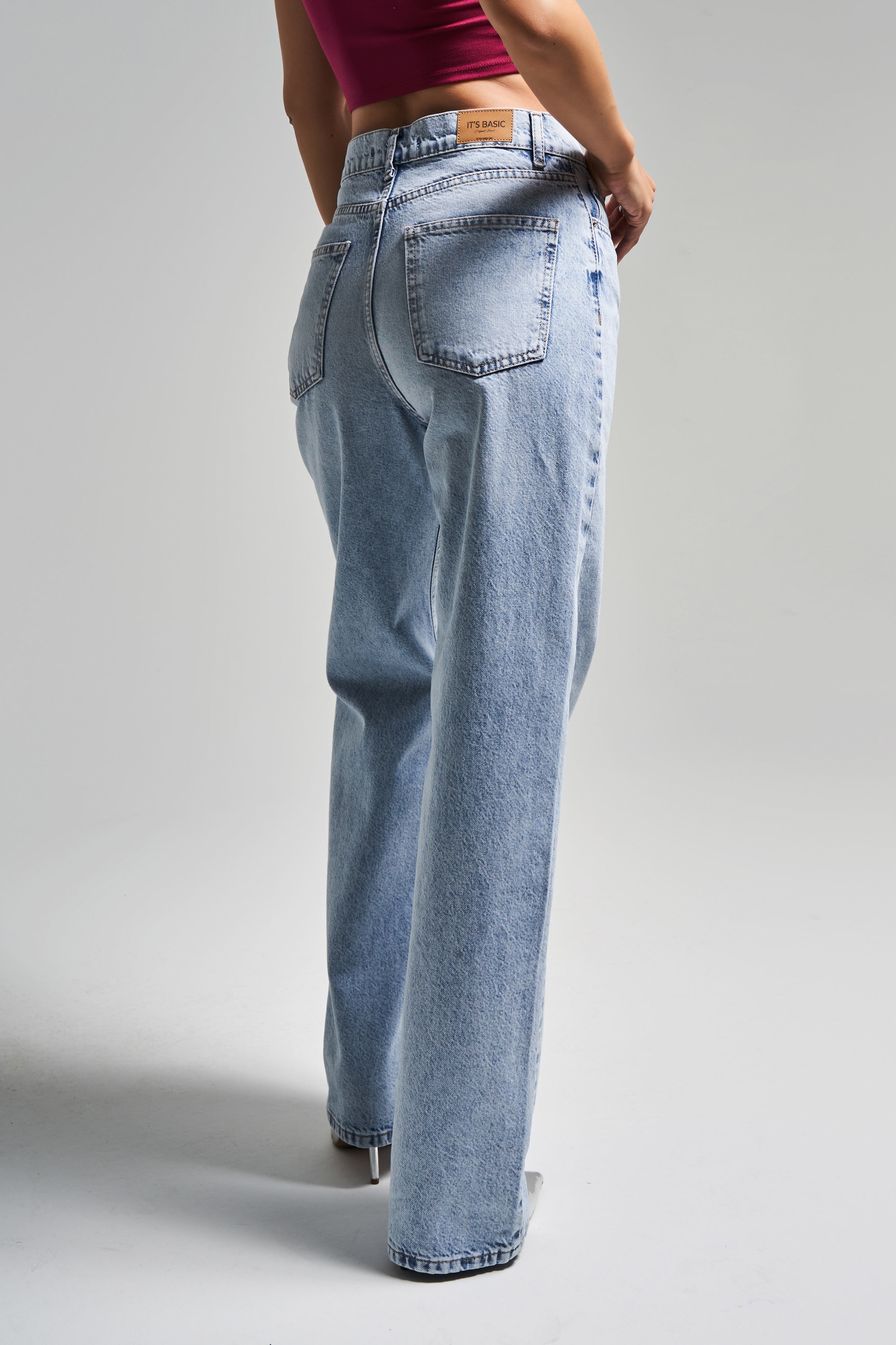 Kadın Snow Kot Rengi 4s5-3 Straight Fit Yüksek Bel Kemer Detaylı Tasarım Denim Jean