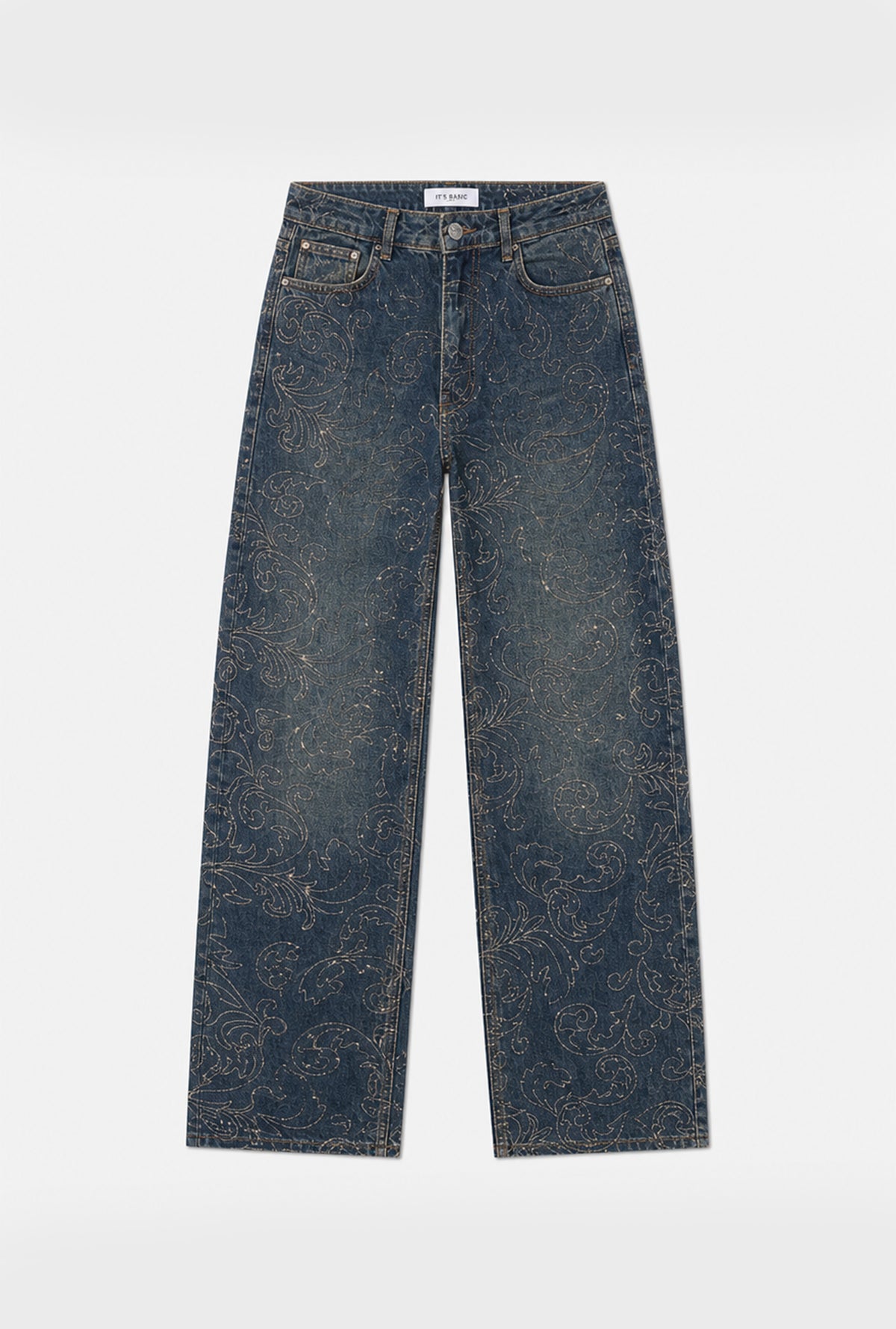 Kadın T-2w6-8 Straight Fit Özel Desen Parlak Taş Tasarım Denim Jean