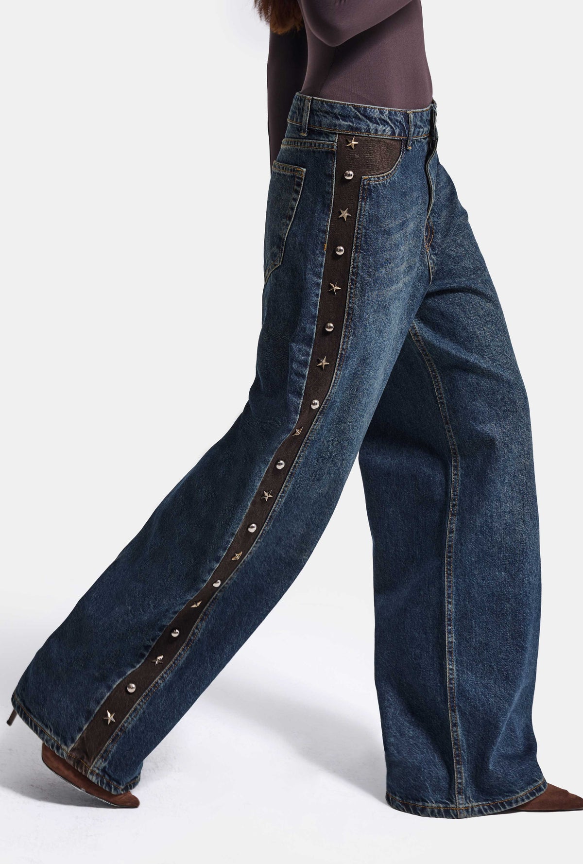 Kadın T-2w6-8 Süper Baggy Aksesuar Detaylı Özel Tasarım Denim Jean