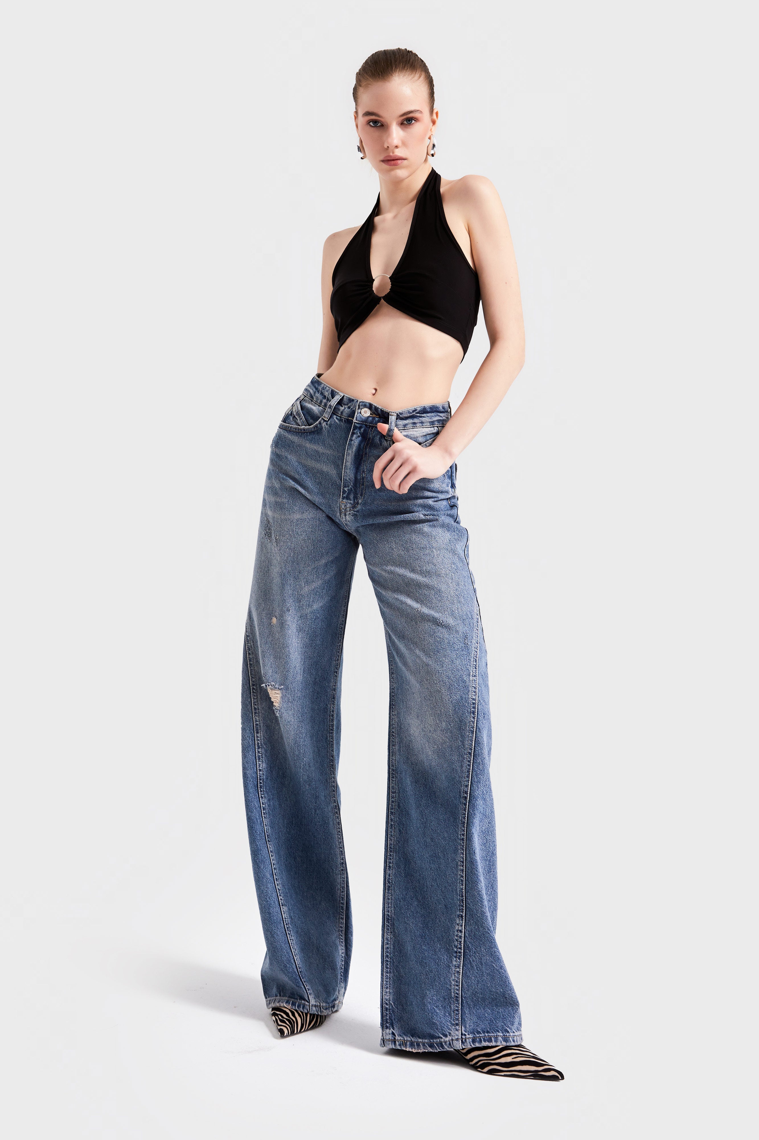 Kadın T.Kot Rengi 10S5-32 Straight Fit Yüksek Bel %100 Koton Denim Jean