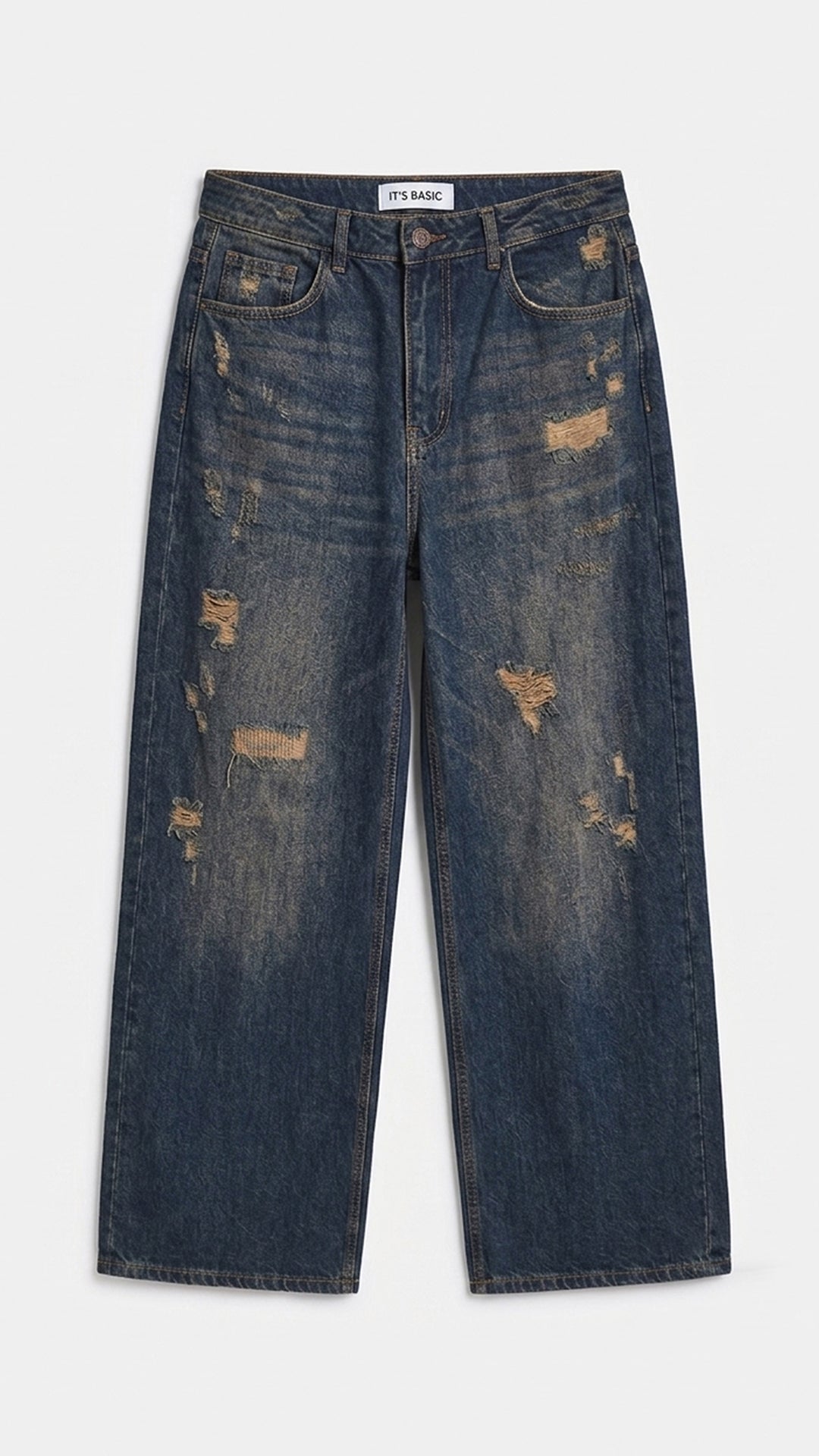 Kadın T.Kot Rengi 10w6-8 Palazzo Fit Süper Bol Kesim Denim Jean