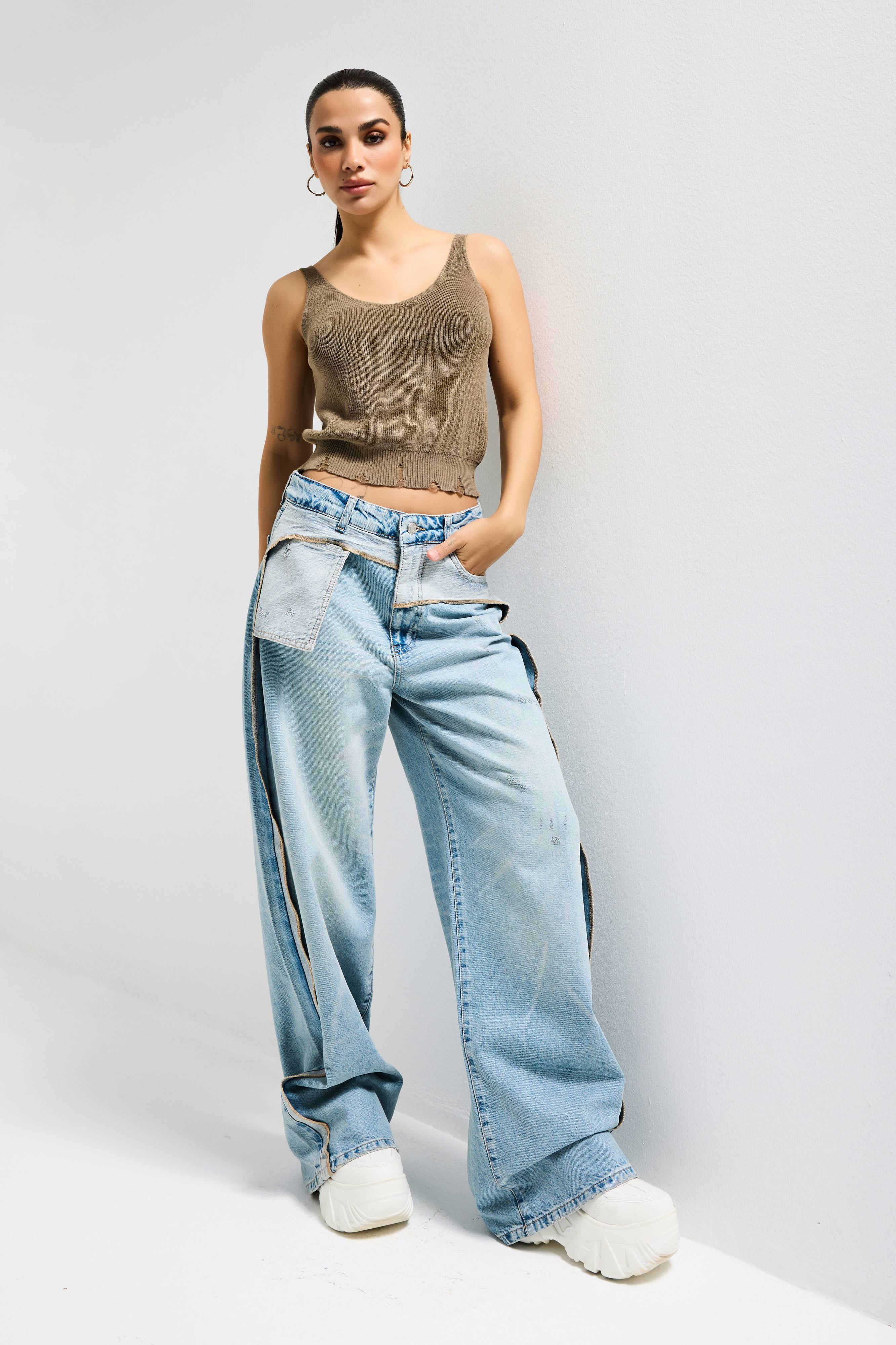 Women's T.Kot Color 12s6-32 Super Baggy Fit Custom Design Denim Jean