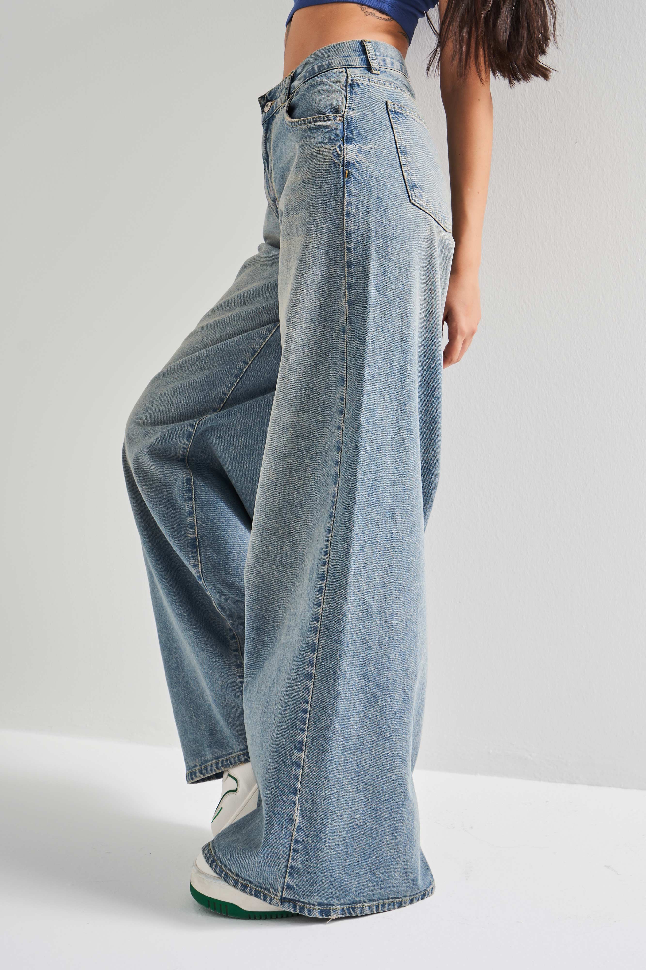 bol kesim jean palazzo pantolon