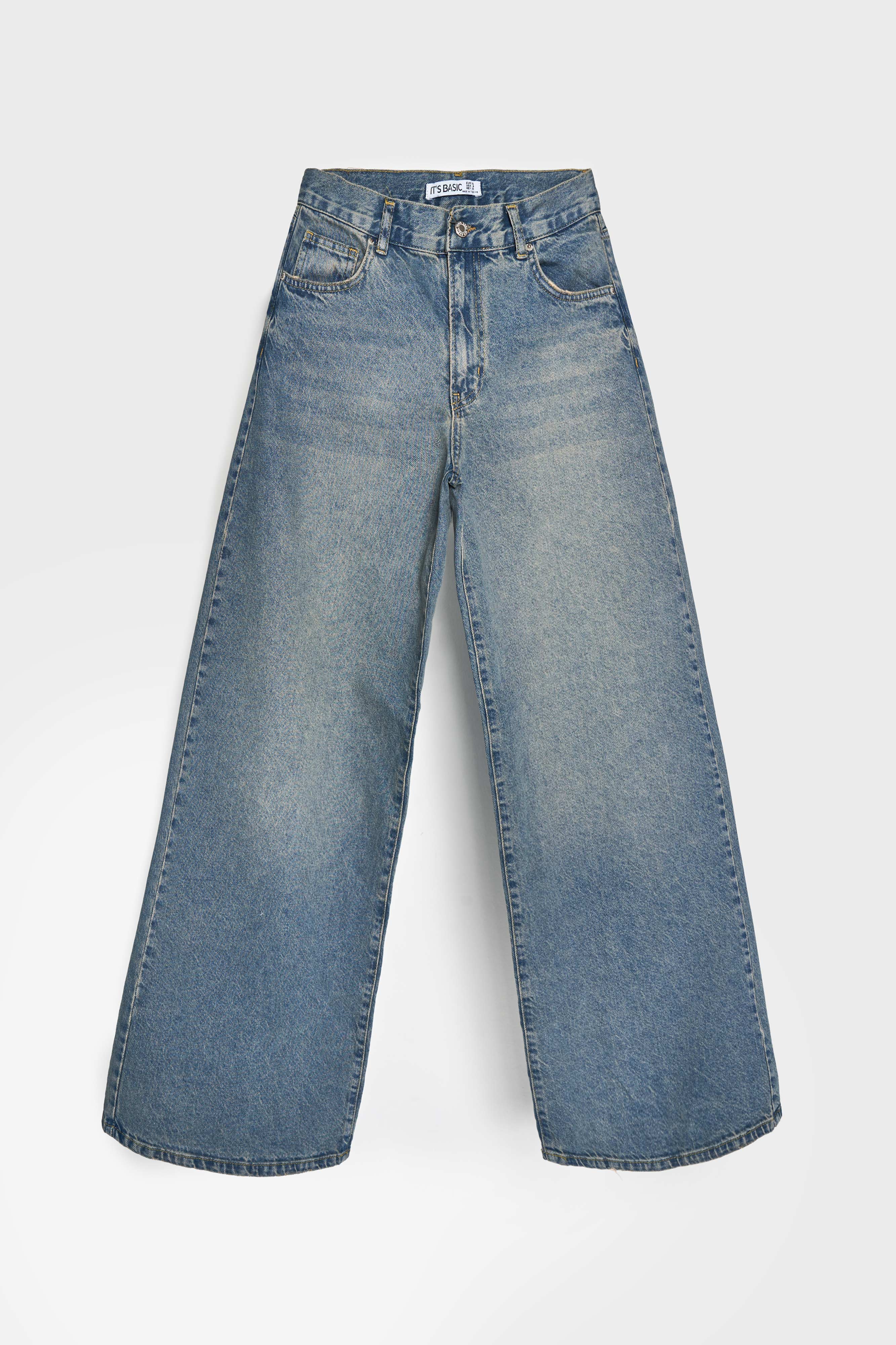 Kadın T.Kot Rengi 2S5-32 Palazzo Fit %100 Koton Orta Bel Denim Jean