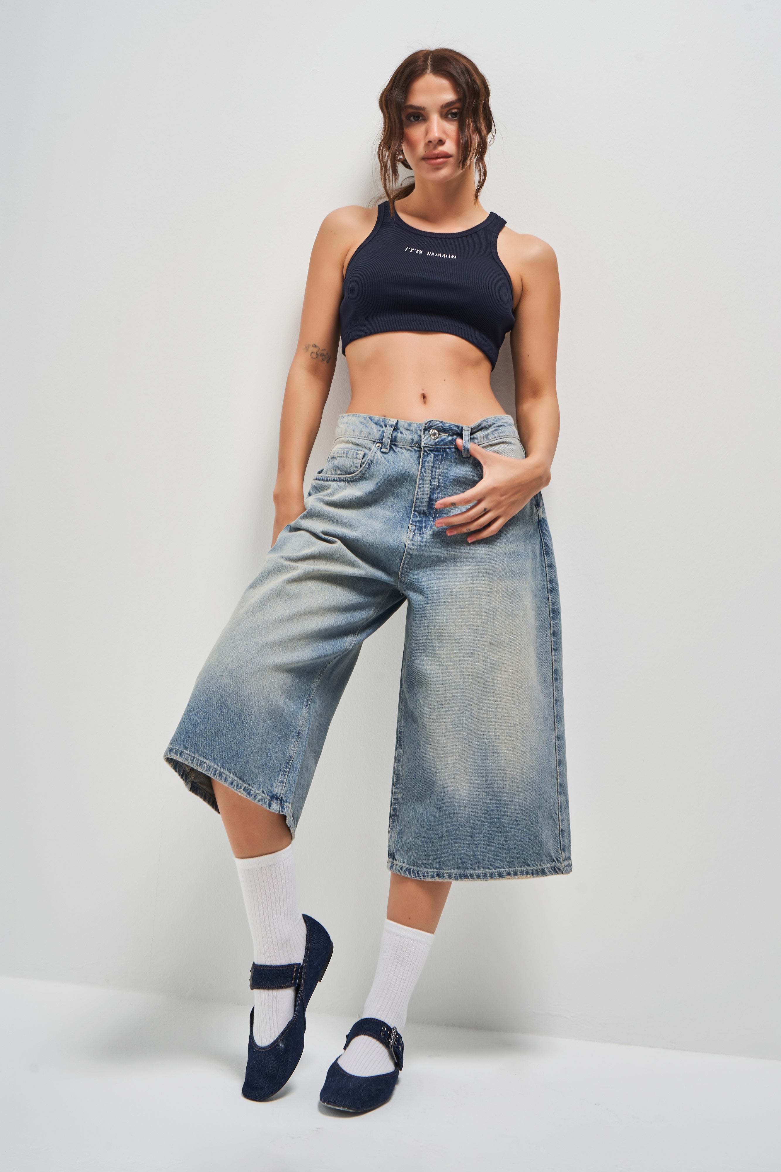 Женские джинсовые шорты T.Jeans, цвет 2S5-84, супер свободный крой, длина макси, 100% хлопок