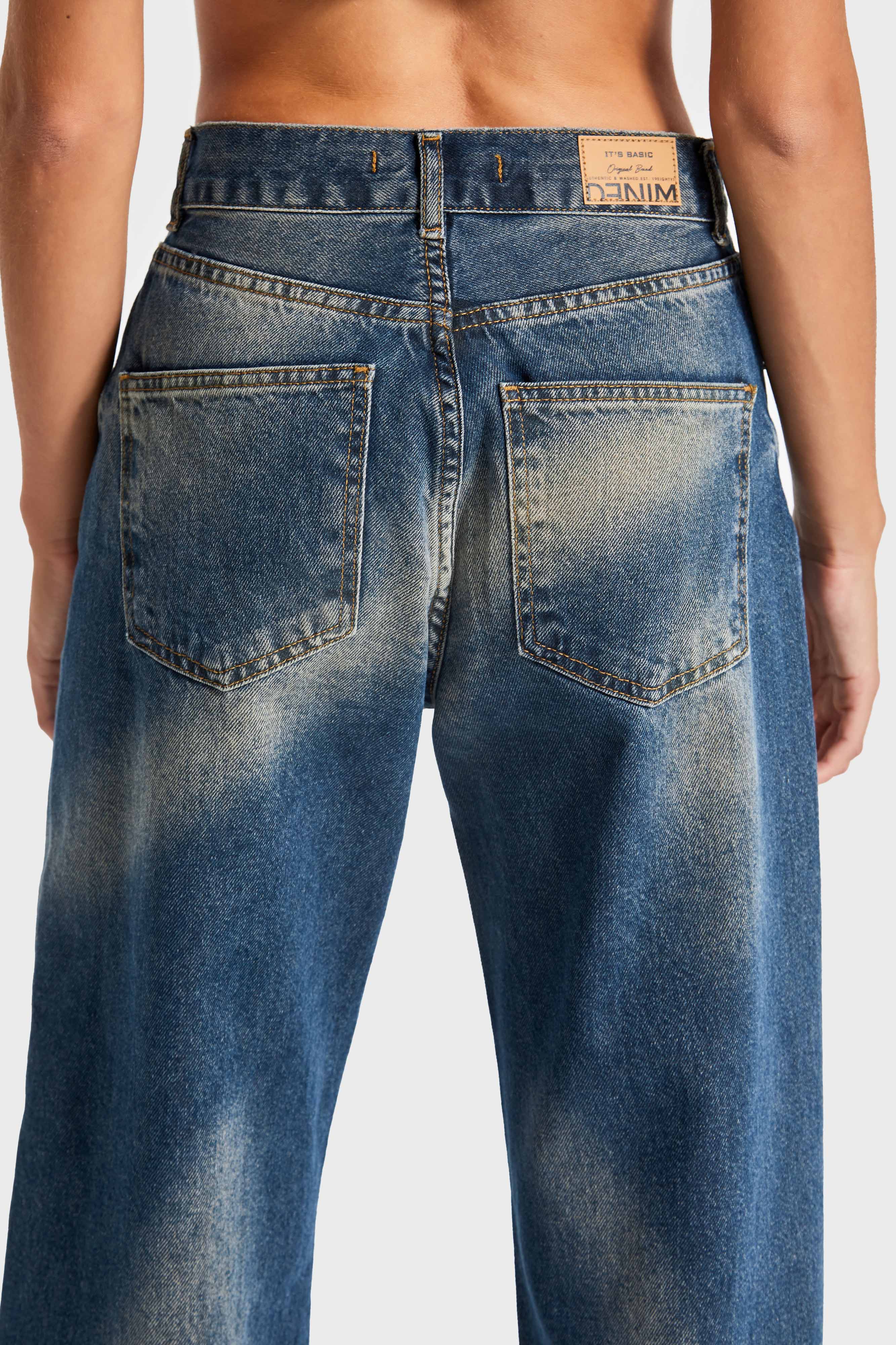 Kadın T.Kot Rengi 2W4-23 Özel Yıkama Straight Fit %100 Koton Yüksek Bel Denim Jean