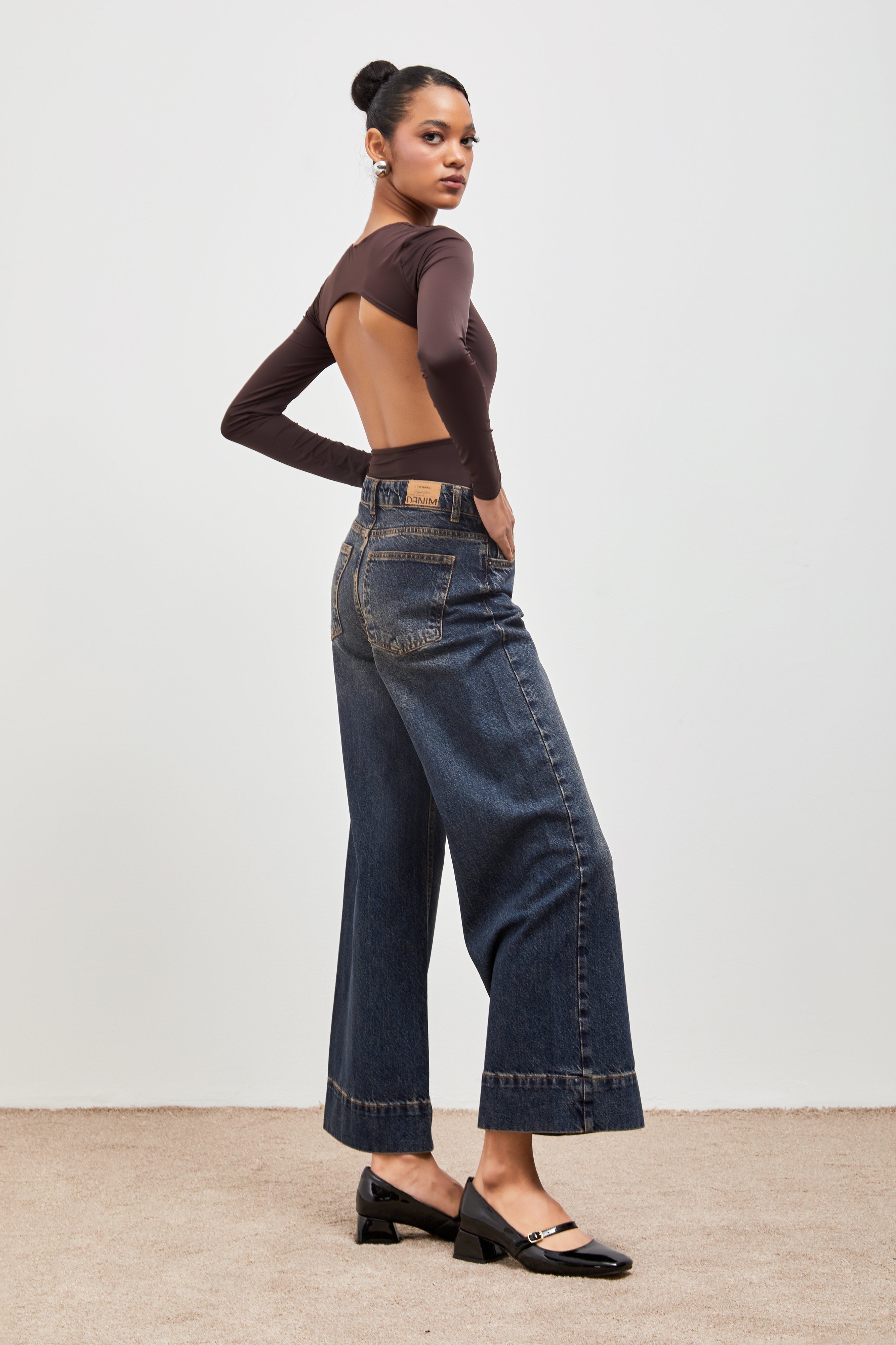 Kadın T.Kot Rengi 2w48 Wide Leg Cropped Fit %100 Koton Denim