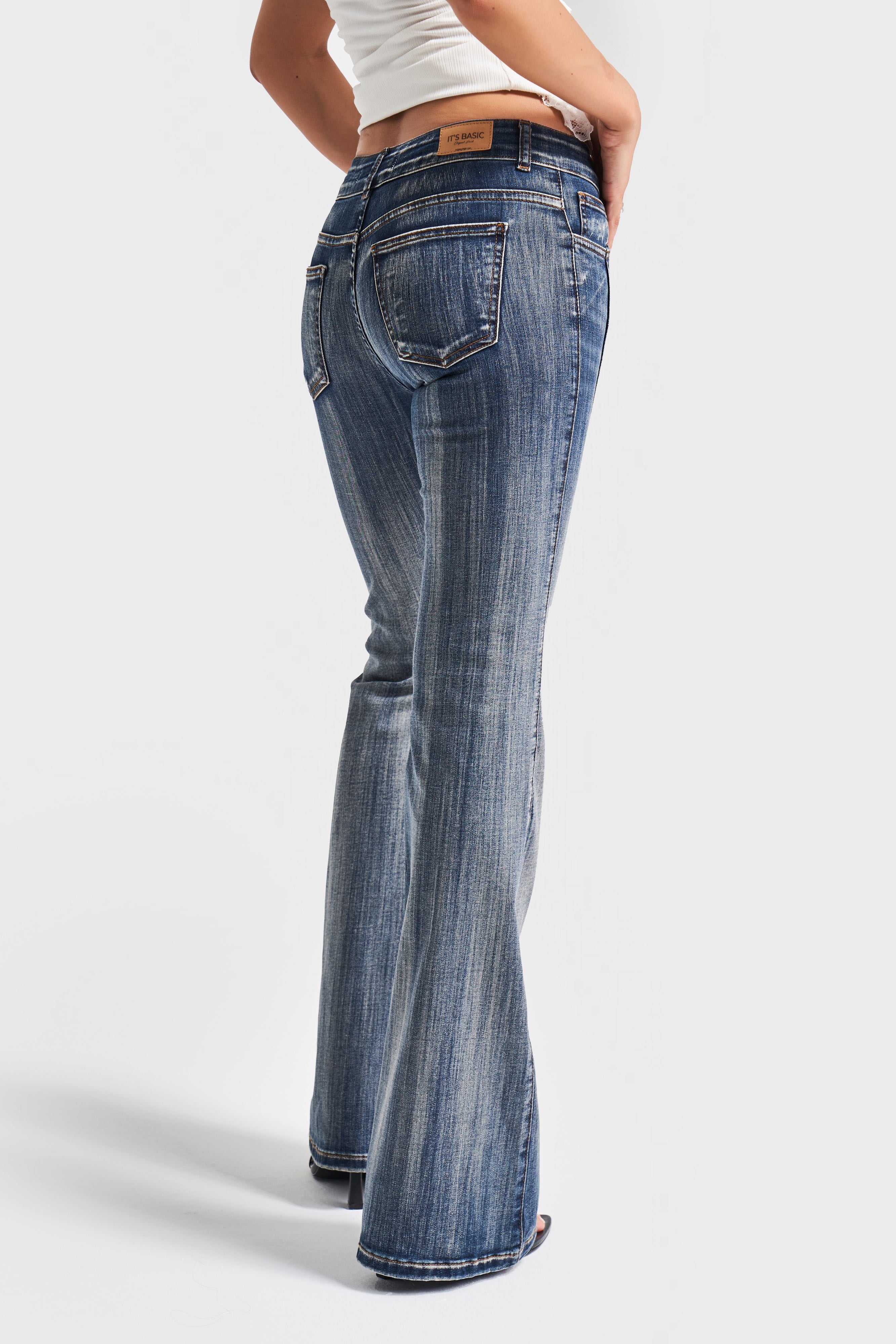 Dames T.Jeans kleur 2w5-8 Mid Rise Flare Fit Super flexibele stof Bell Bottom Denim Jeans