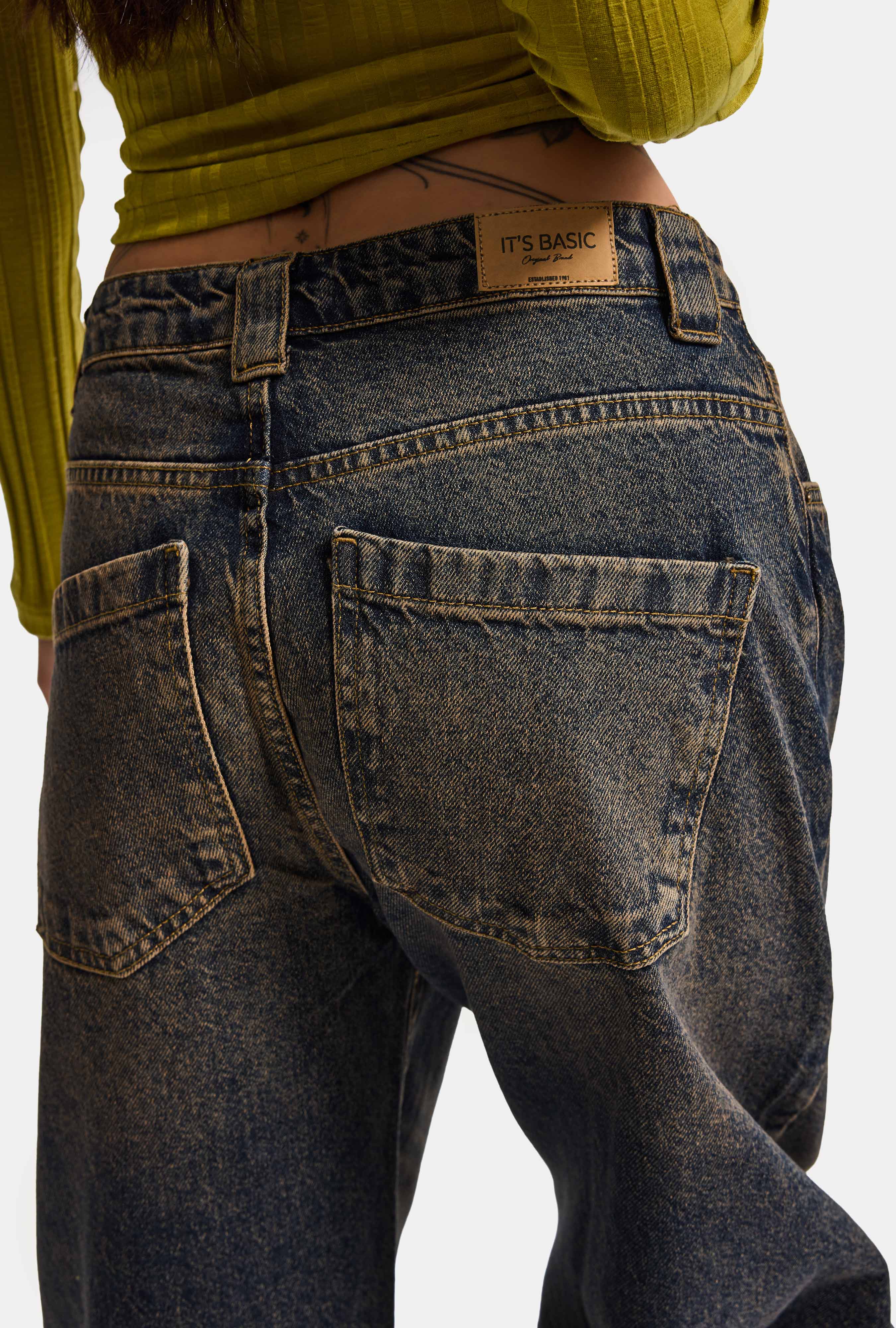 Kadın T.Kot Rengi 2w6-64 Crop Barrel Fit Özel Tasarım Denim Jean
