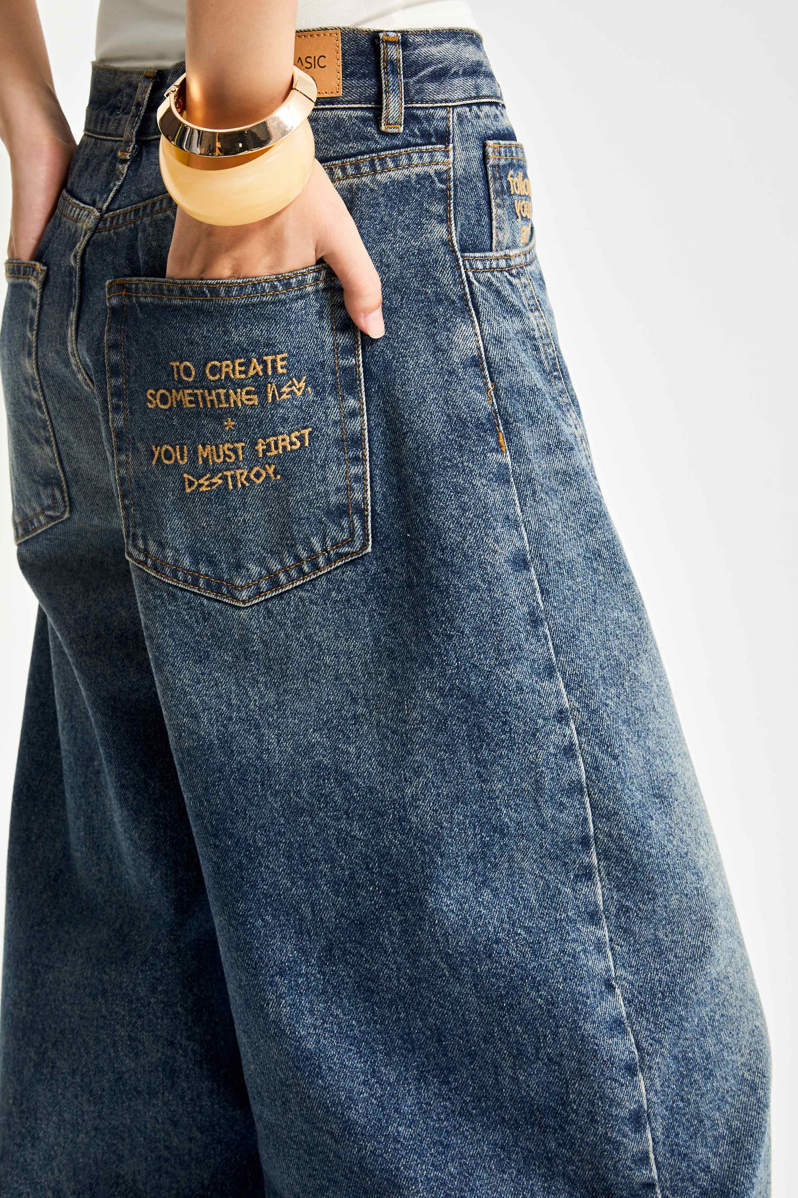 Kadın T.Kot Rengi 35w5 Balon Baggy Fit İç Boy 83cm %100 Koton Denim Jean