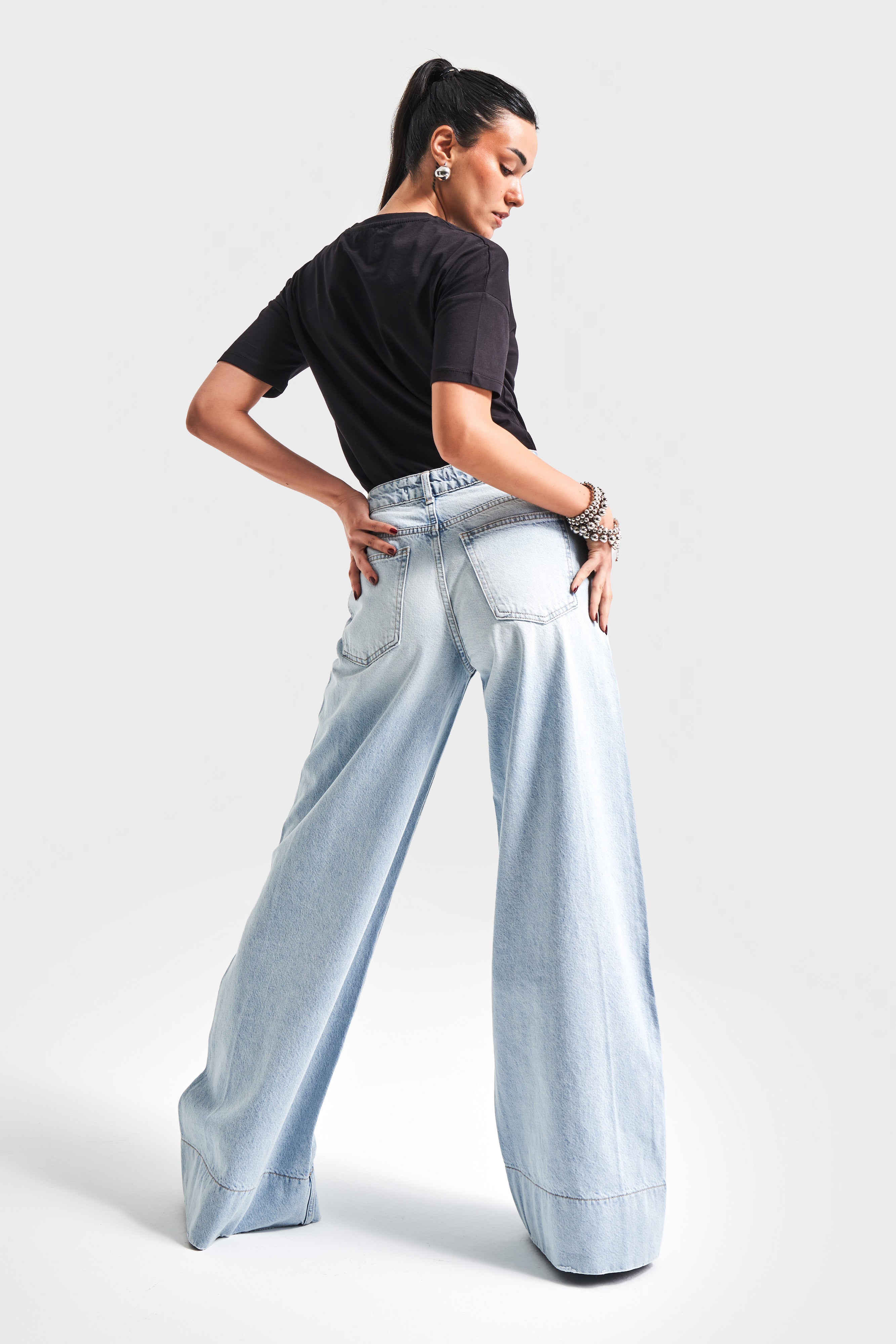 Kadın T.Kot Rengi 4S5-3 Palazzo Fit %100 Koton İç Boy 83cm Denim Jean