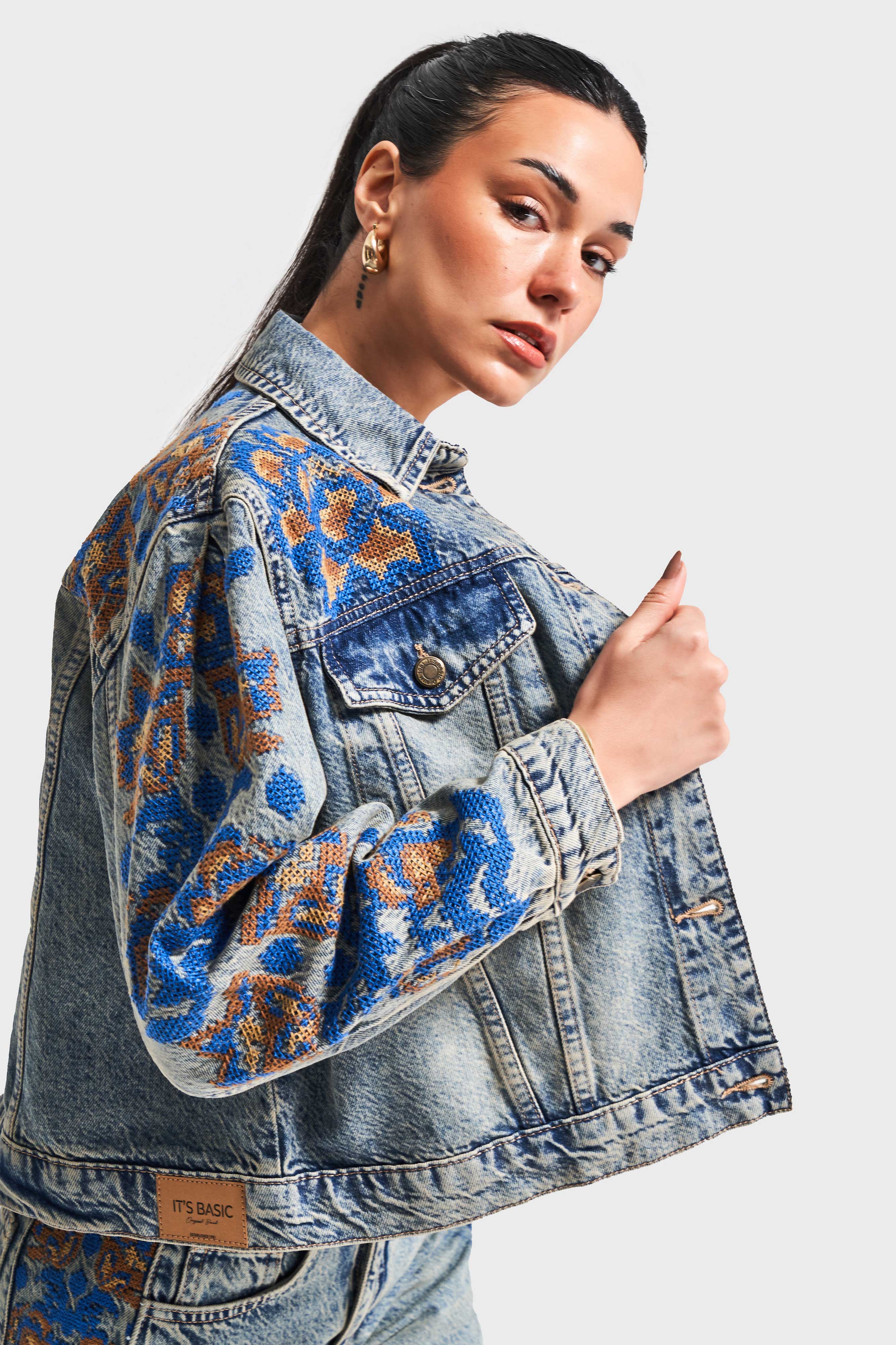 Женская джинсовая куртка T.Jeans, цвет 4S5-32, 100% хлопок, с вышивкой