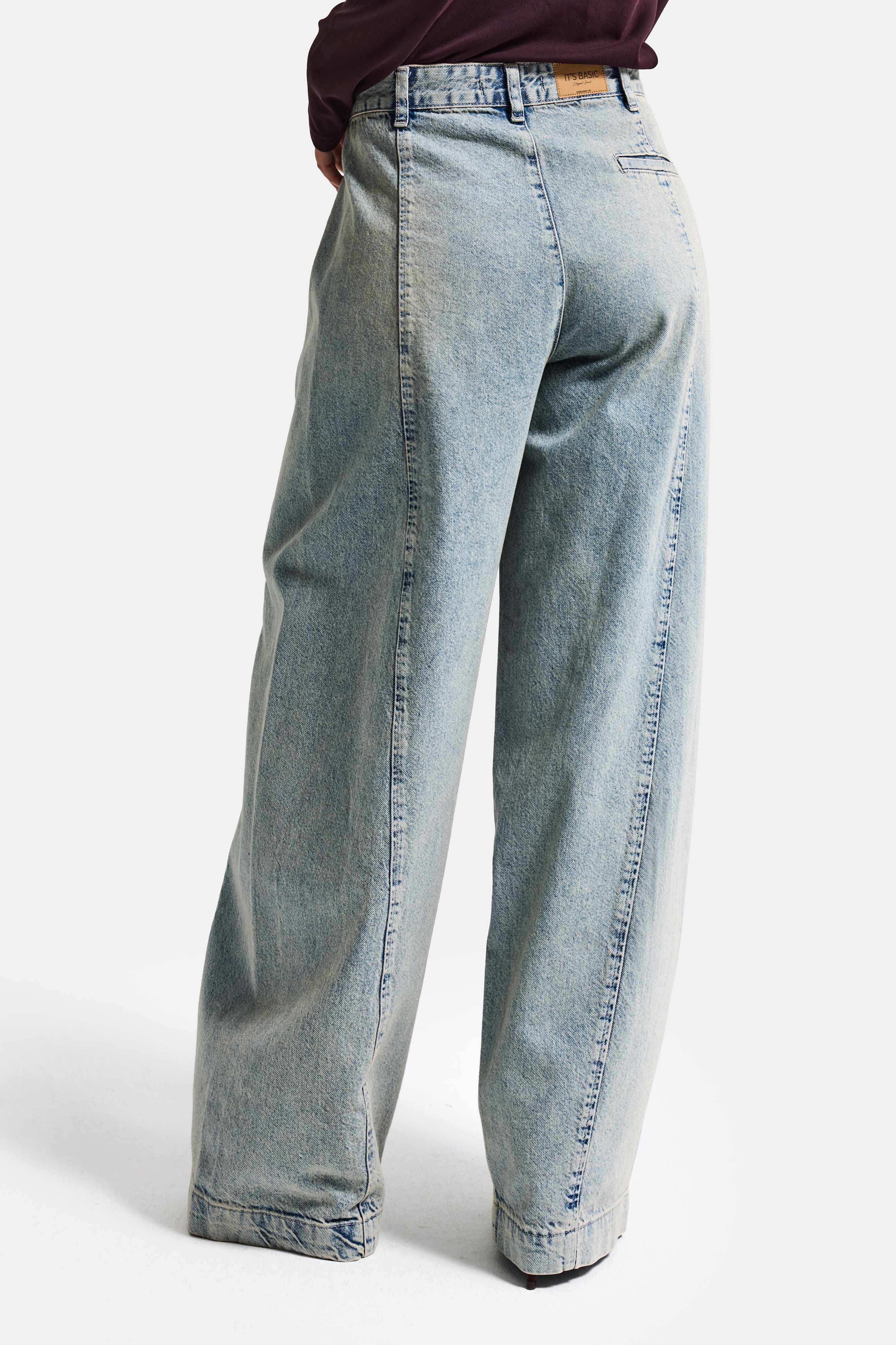 Kadın T.Kot Rengi 4s6-65 Süper Palazzo Fit Yandan Cepli Denim Jean