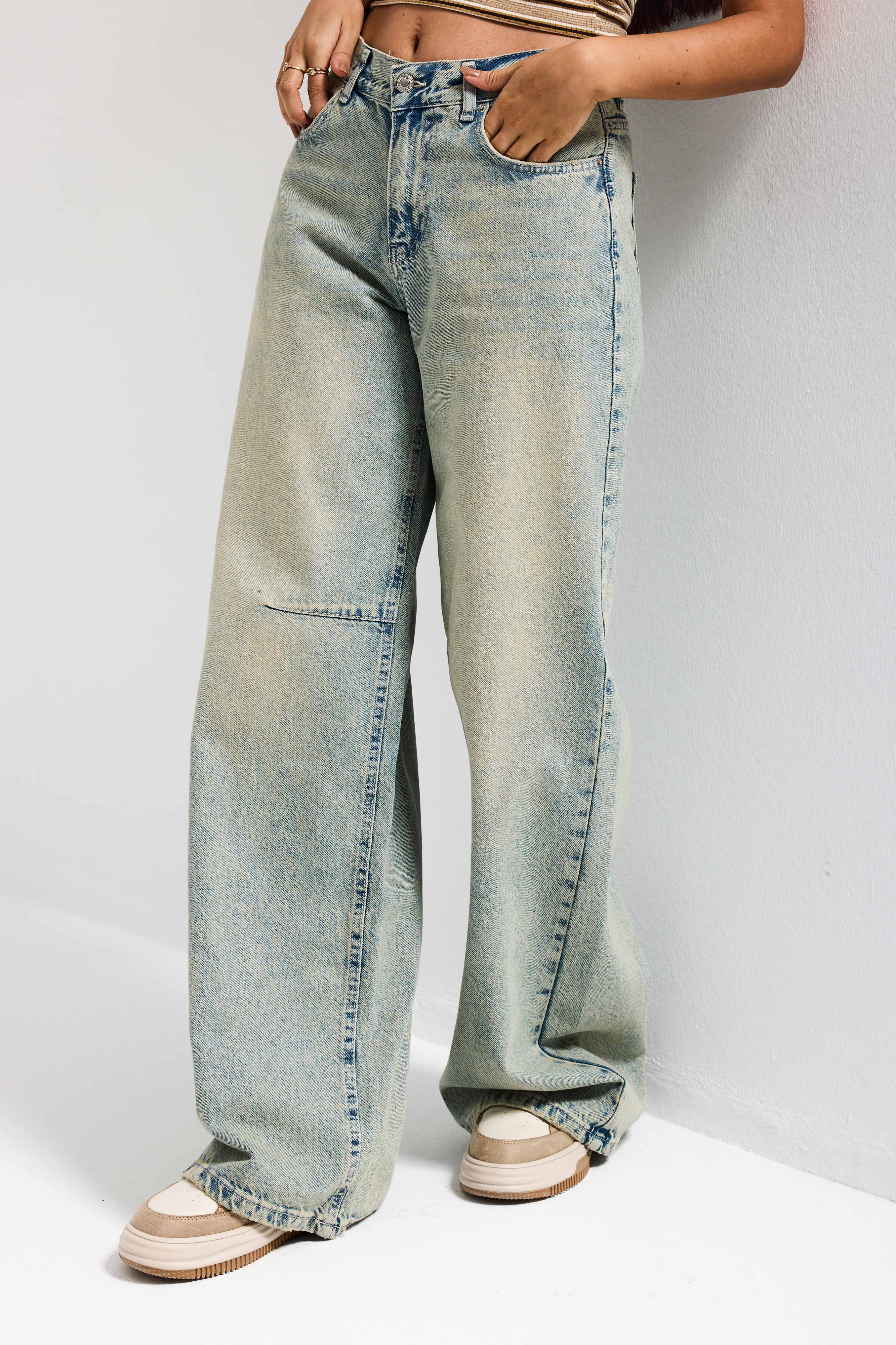 Kadın T.Kot Rengi 4s6-67 Wide Leg Loose Fit %100 Koton Denim Jean