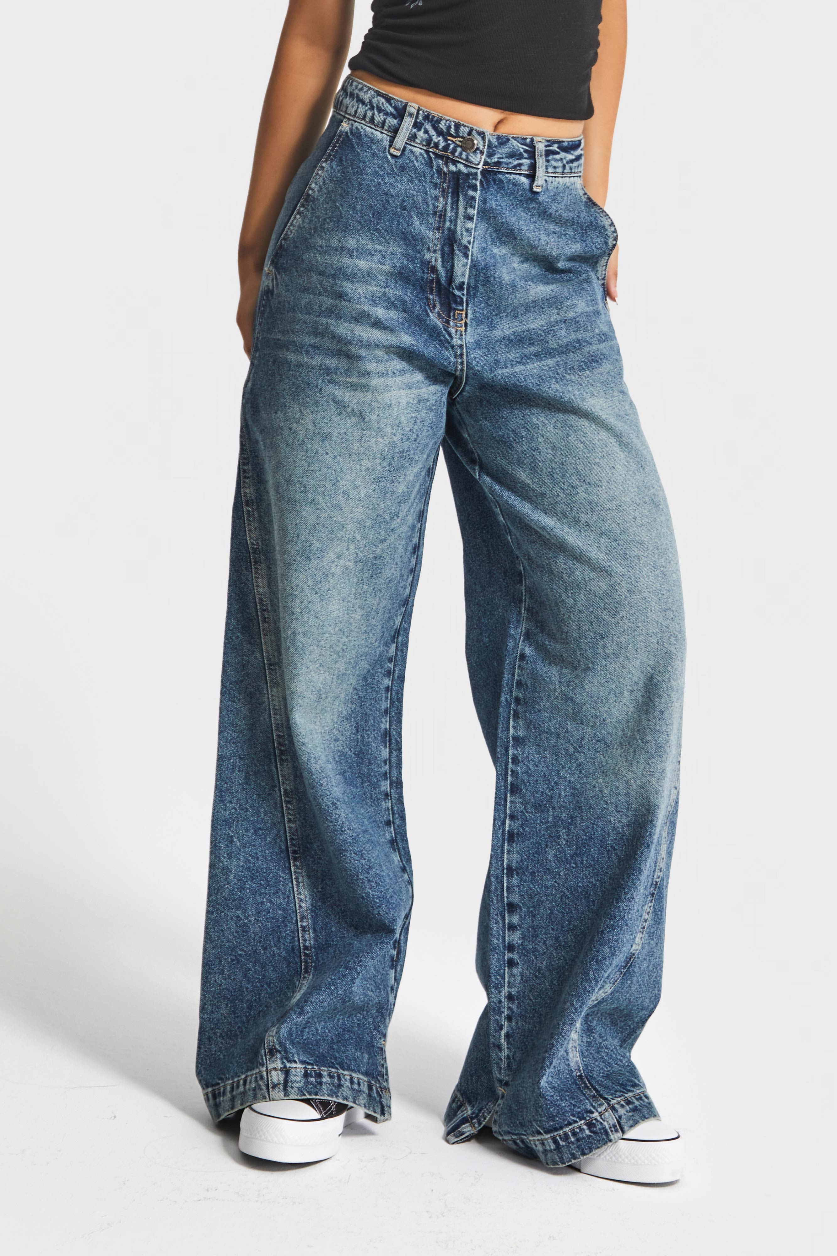 Kadın T.Kot Rengi 4w5-31 Barrel Fit Bol Kesim İç Boy 83cm %100 Koton Denim Jean