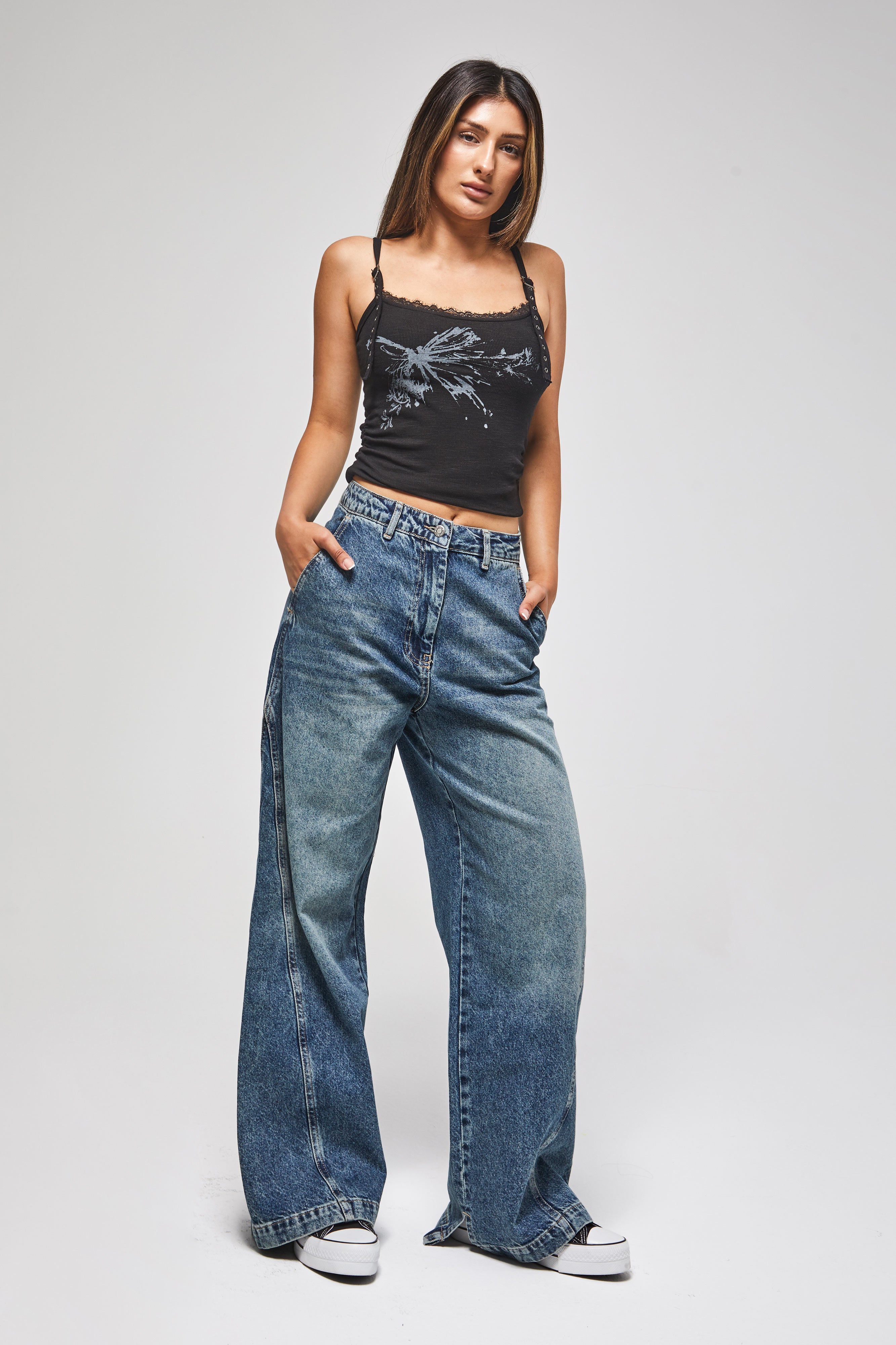 Kadın T.Kot Rengi 4w5-31 Barrel Fit Bol Kesim İç Boy 83cm %100 Koton Denim Jean
