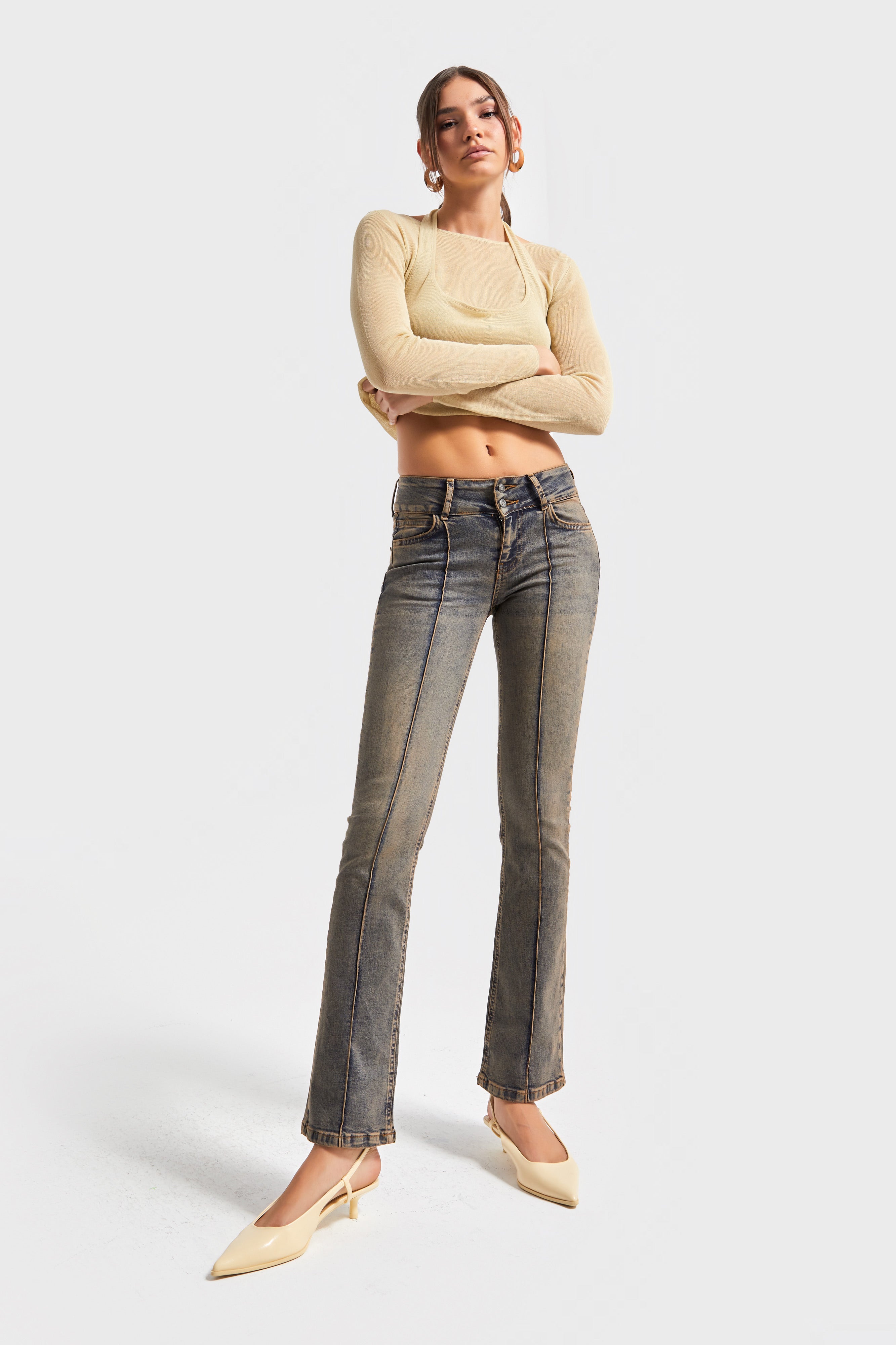 Kadın T.Kot Rengi 4w5-32 Bootcut Midrise Orta Bel Esnek Elastan Kumaş Denim Jean