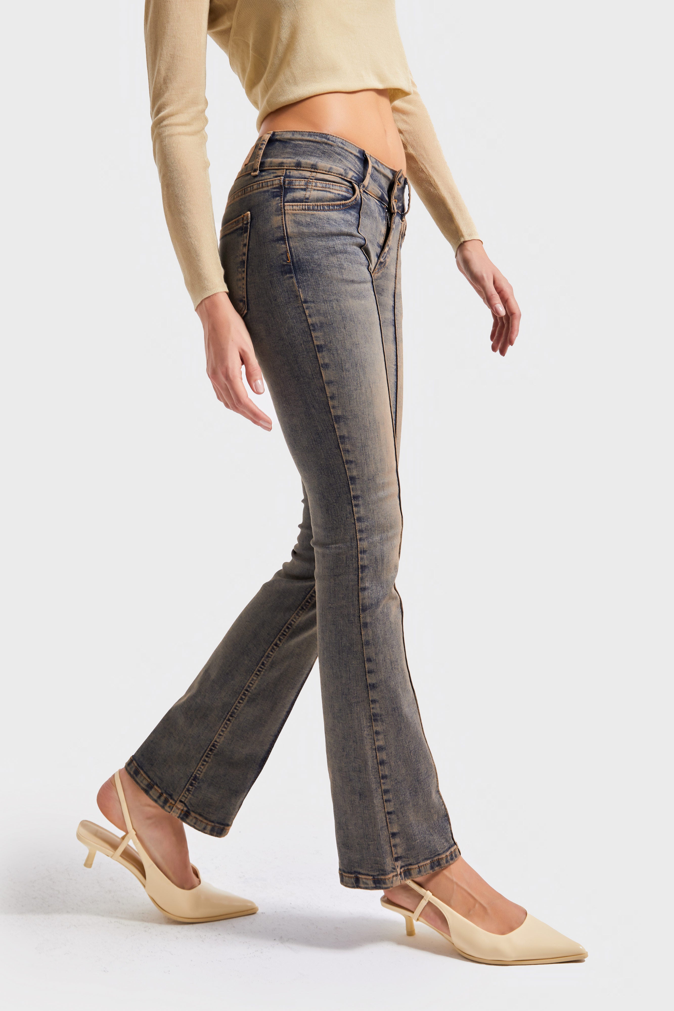 Kadın T.Kot Rengi 4w5-32 Bootcut Midrise Orta Bel Esnek Elastan Kumaş Denim Jean