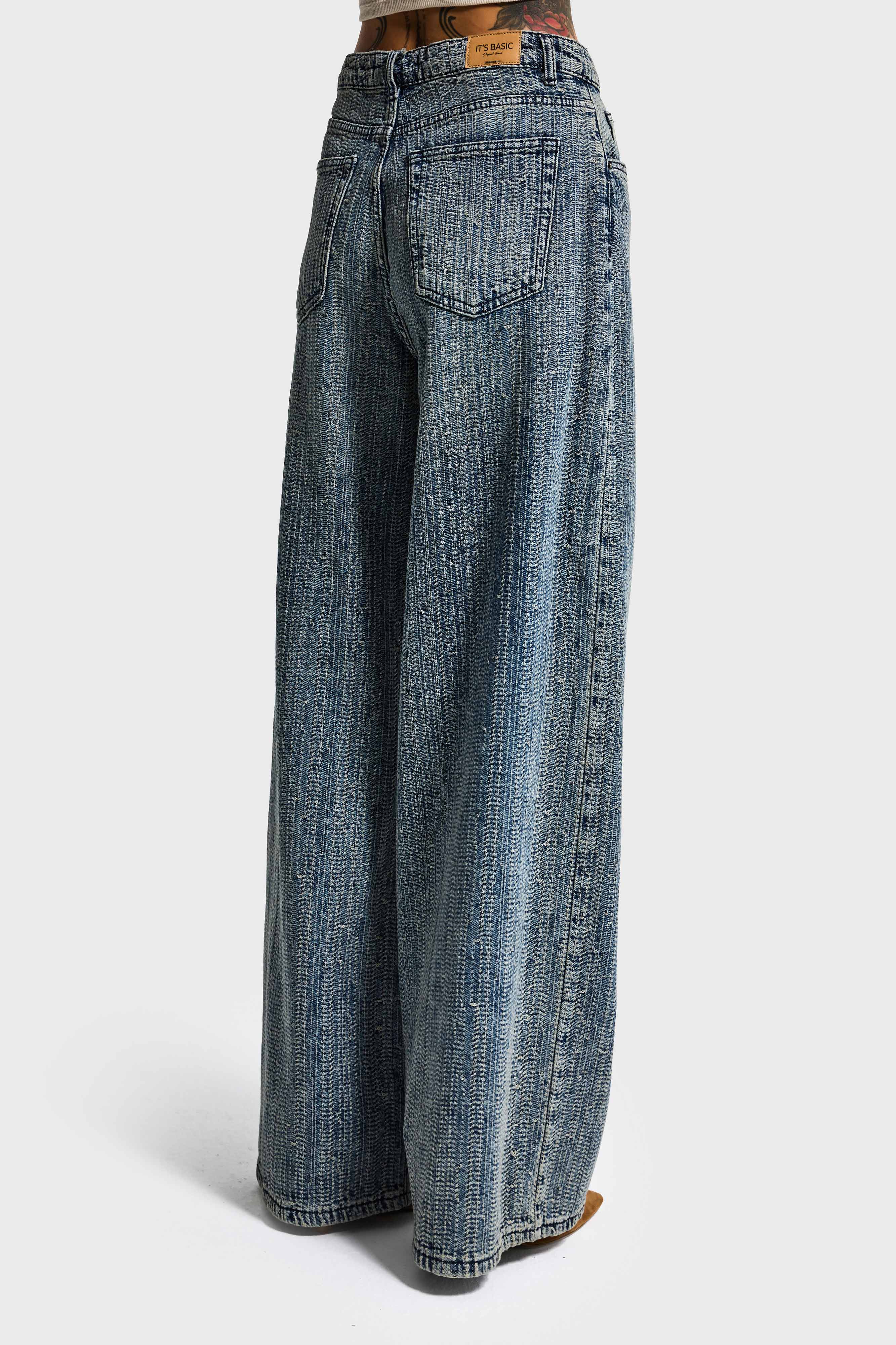 Kadın T.Kot Rengi 4w5-32 Süper Baggy Fit Özel Kumaş Tasarım Denim Jean