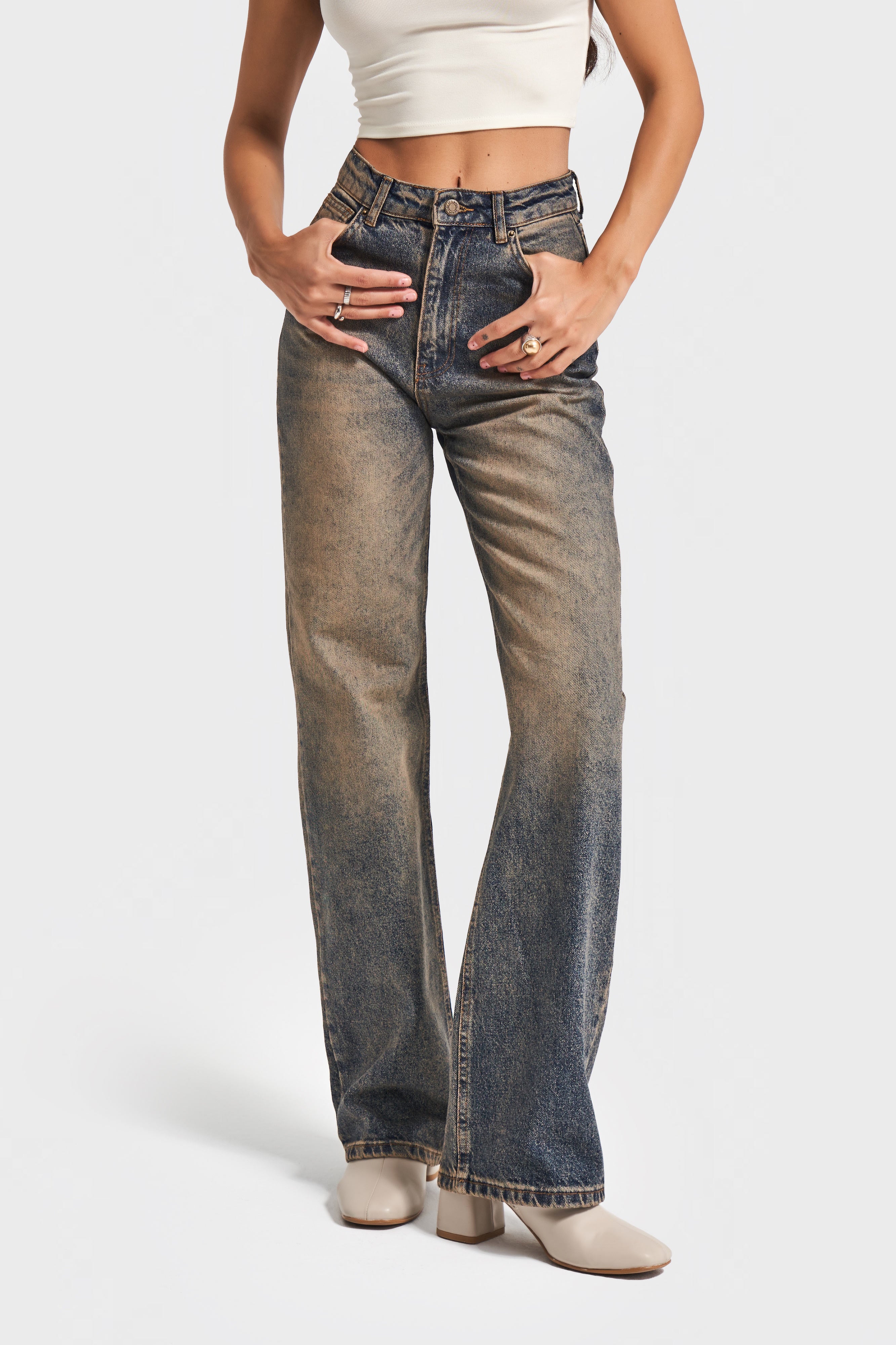 Kadın T.Kot Rengi Doris 35w5-85 Straight Fit Yüksek Bel %100 Koton Denim Jean