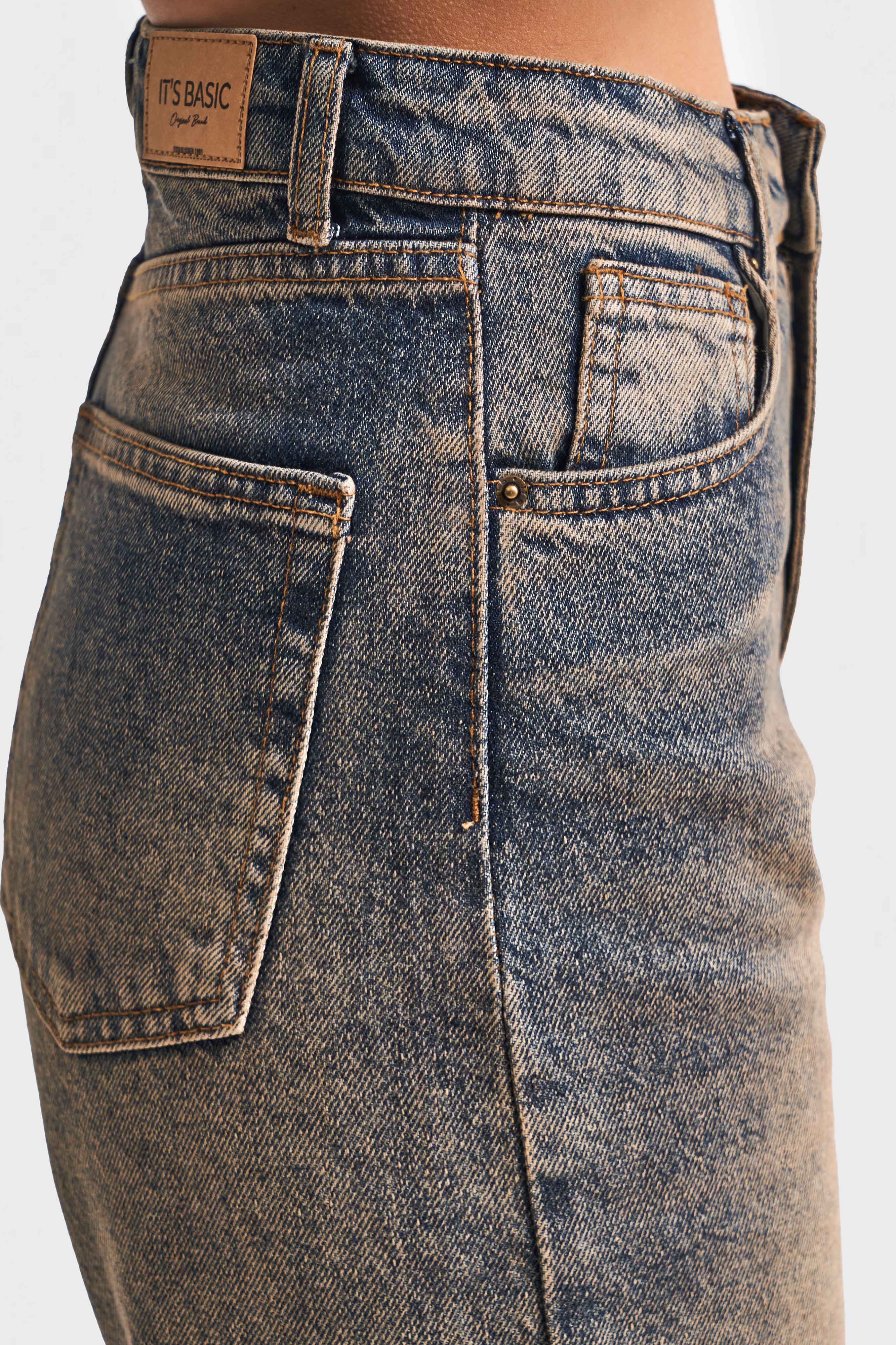 Kadın T.Kot Rengi Doris 35w5-85 Straight Fit Yüksek Bel %100 Koton Denim Jean