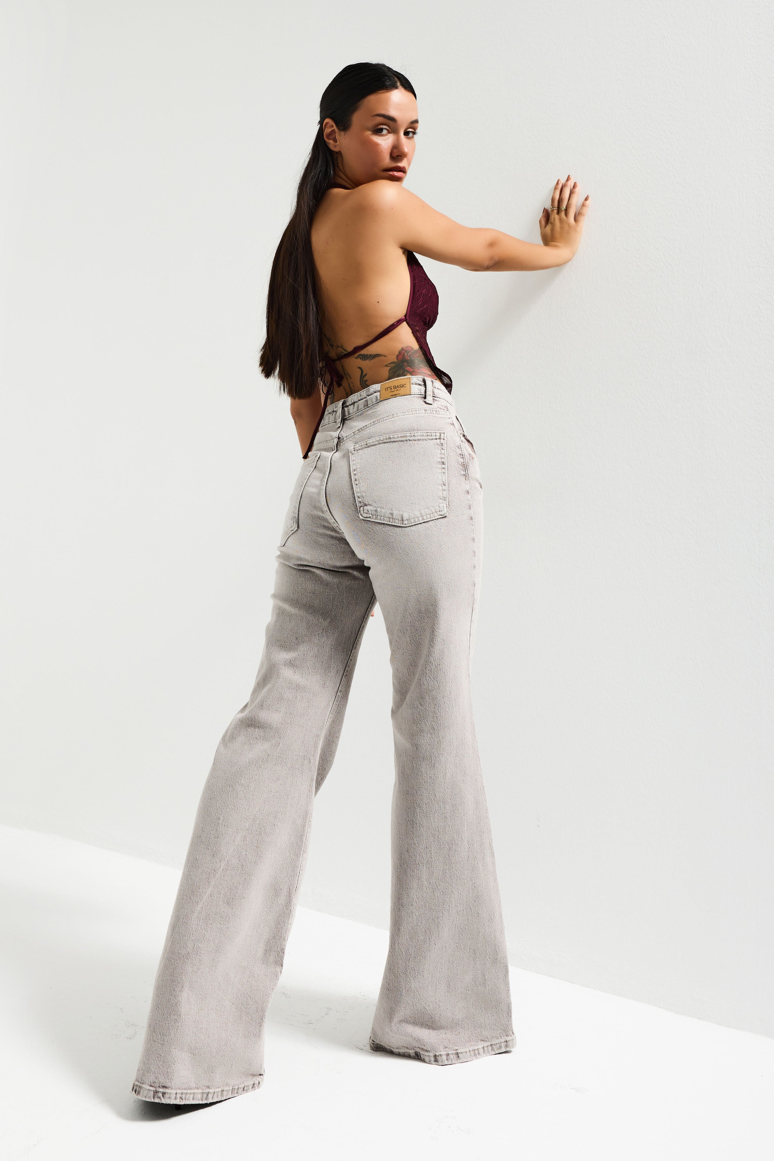 Kadın Taş Kot Rengi 4s6-158 Flare Fit Komfort Kumaş İç Boy 83cm Denim Jean